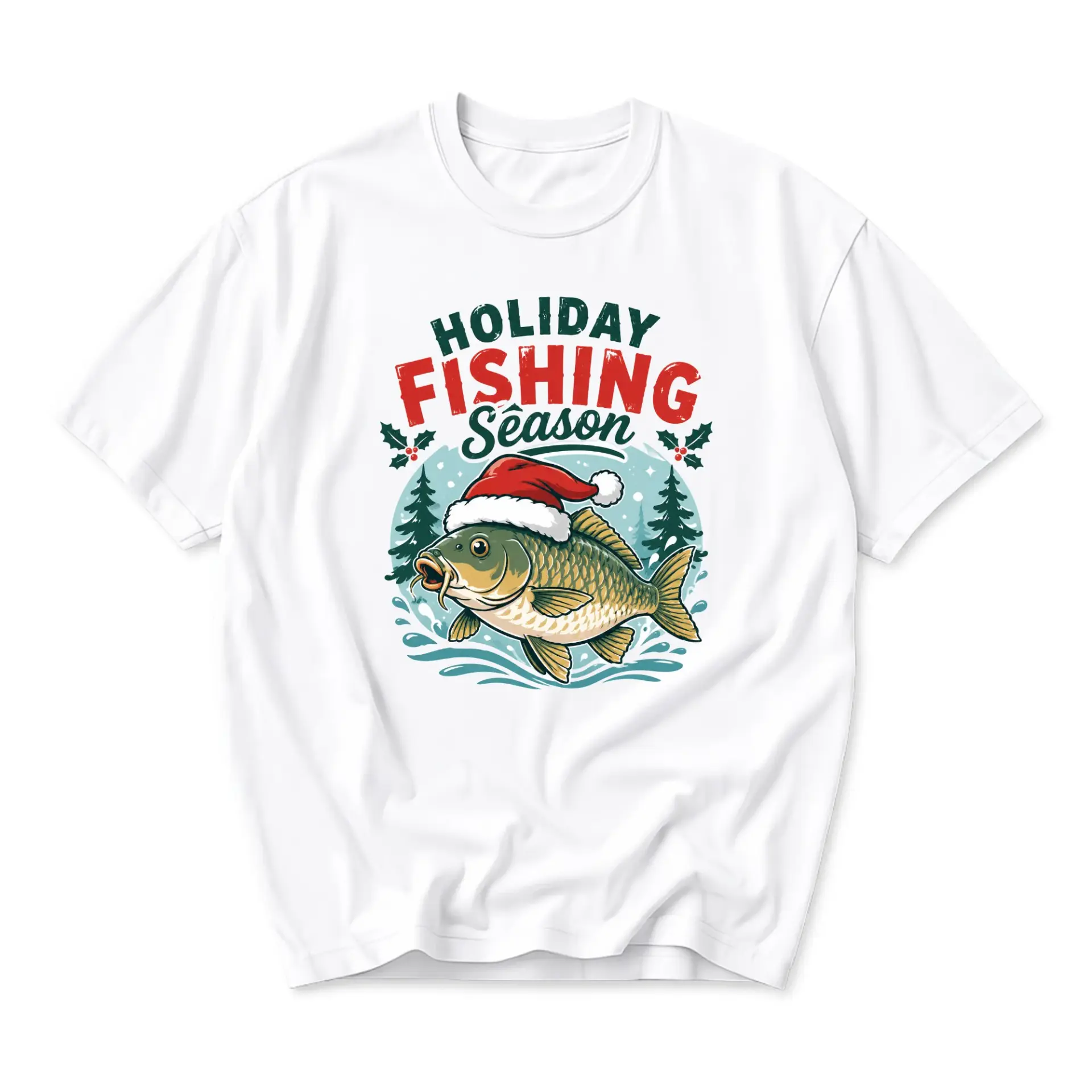 Funny Shirt Holiday Fishing Season Graphic Tee Theme Unisex Crew Neck Casual Cotton Blend
