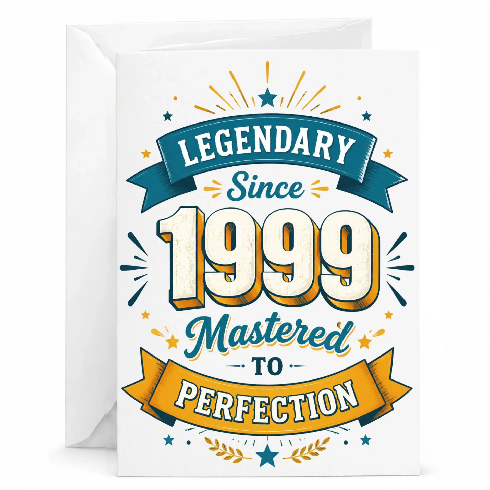 Birthday Greeting Card Legendary Since 1999 Mastered to Perfection Vintage Style Keepsake for Milestone Celebrations