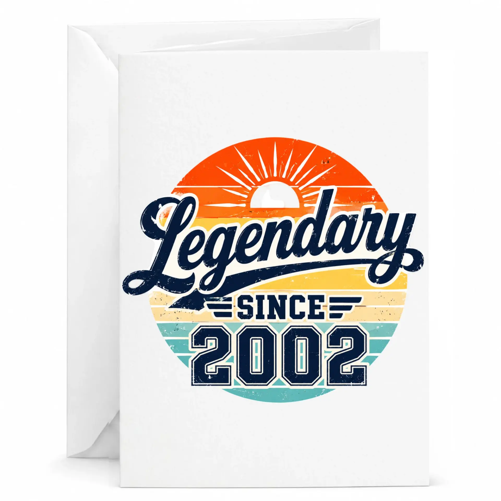 Birthday Card Legendary Since 2002 Retro Vintage Style Greeting Card for Milestone Celebrations 5x7 Inches with Envelope