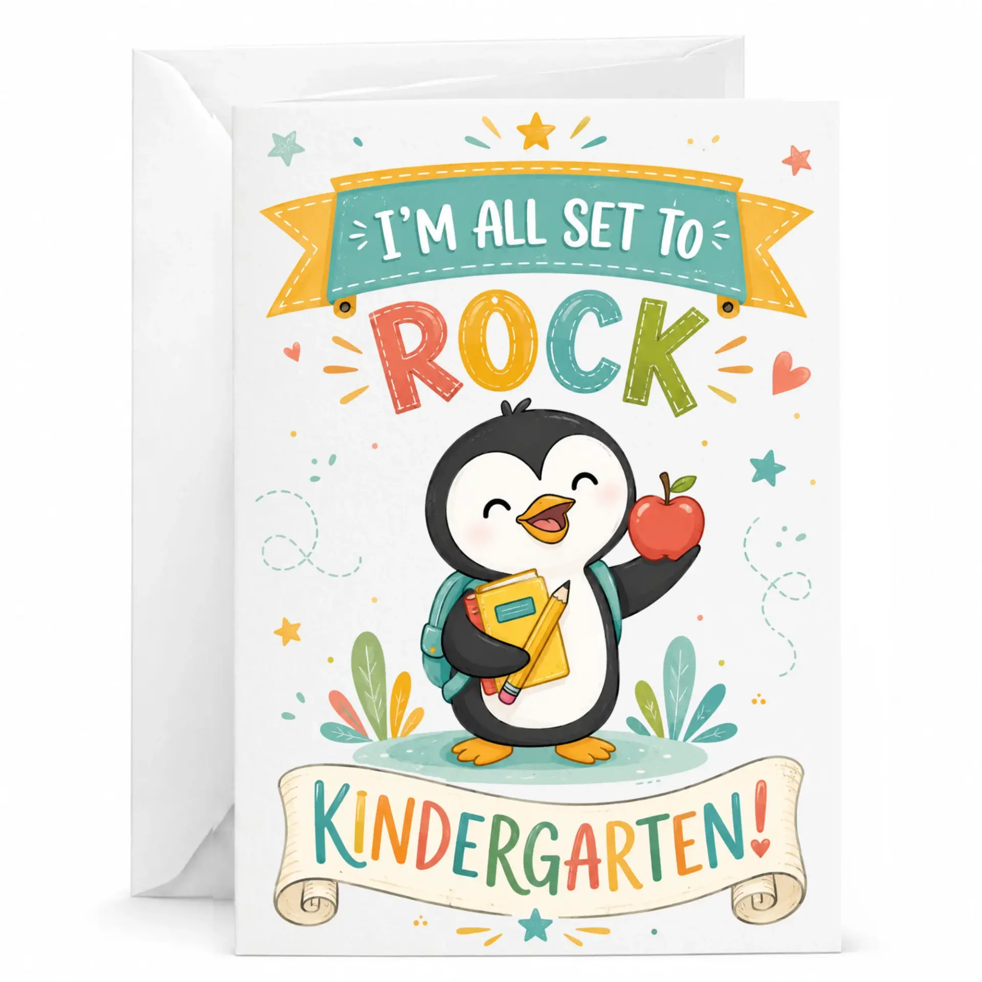 Personalized Greeting Card Featuring Cute Penguin Design for