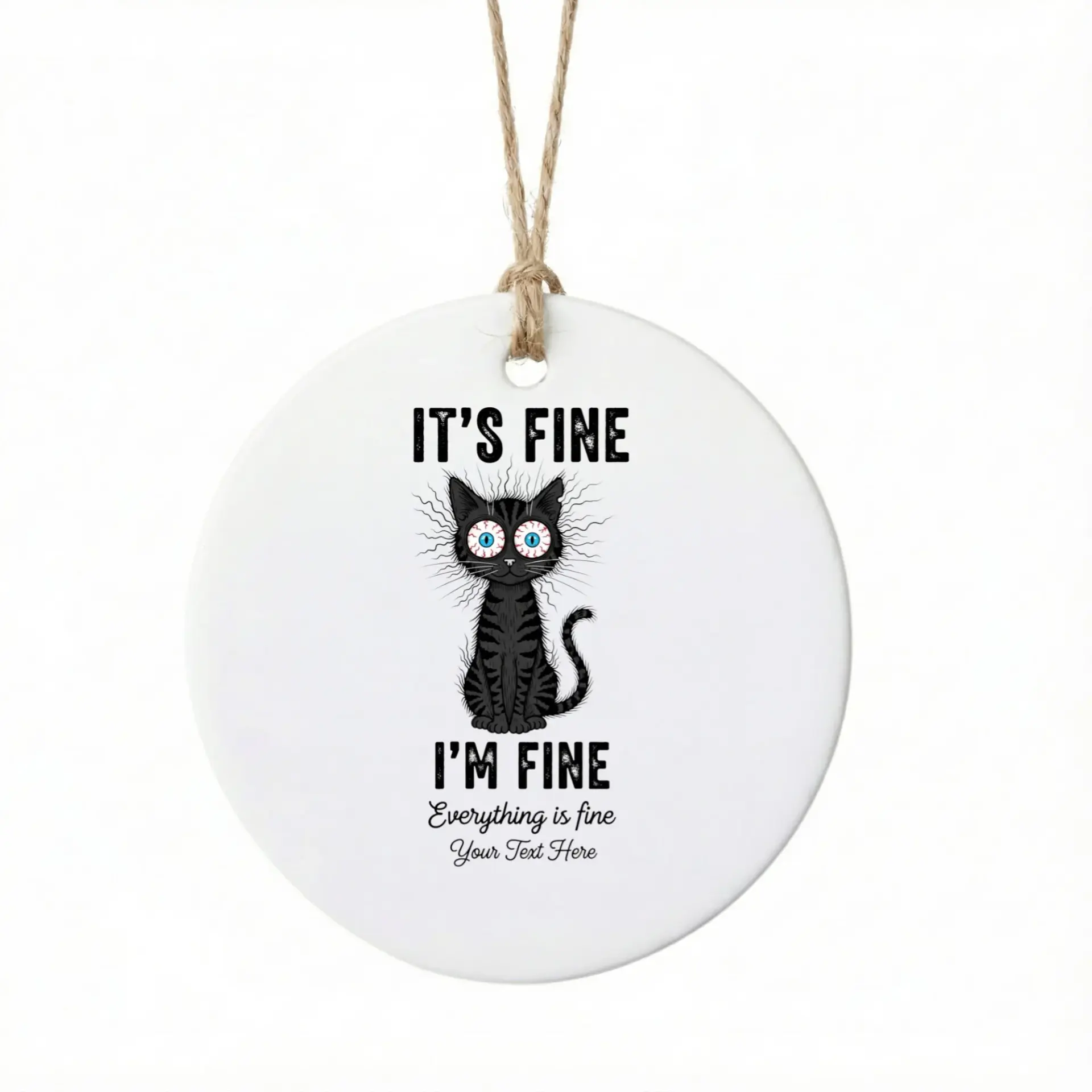 Christmas Ornament Funny Stressed Cat Decoration Personalized Holiday Keepsake for Tree Decor and Festive Home Gift