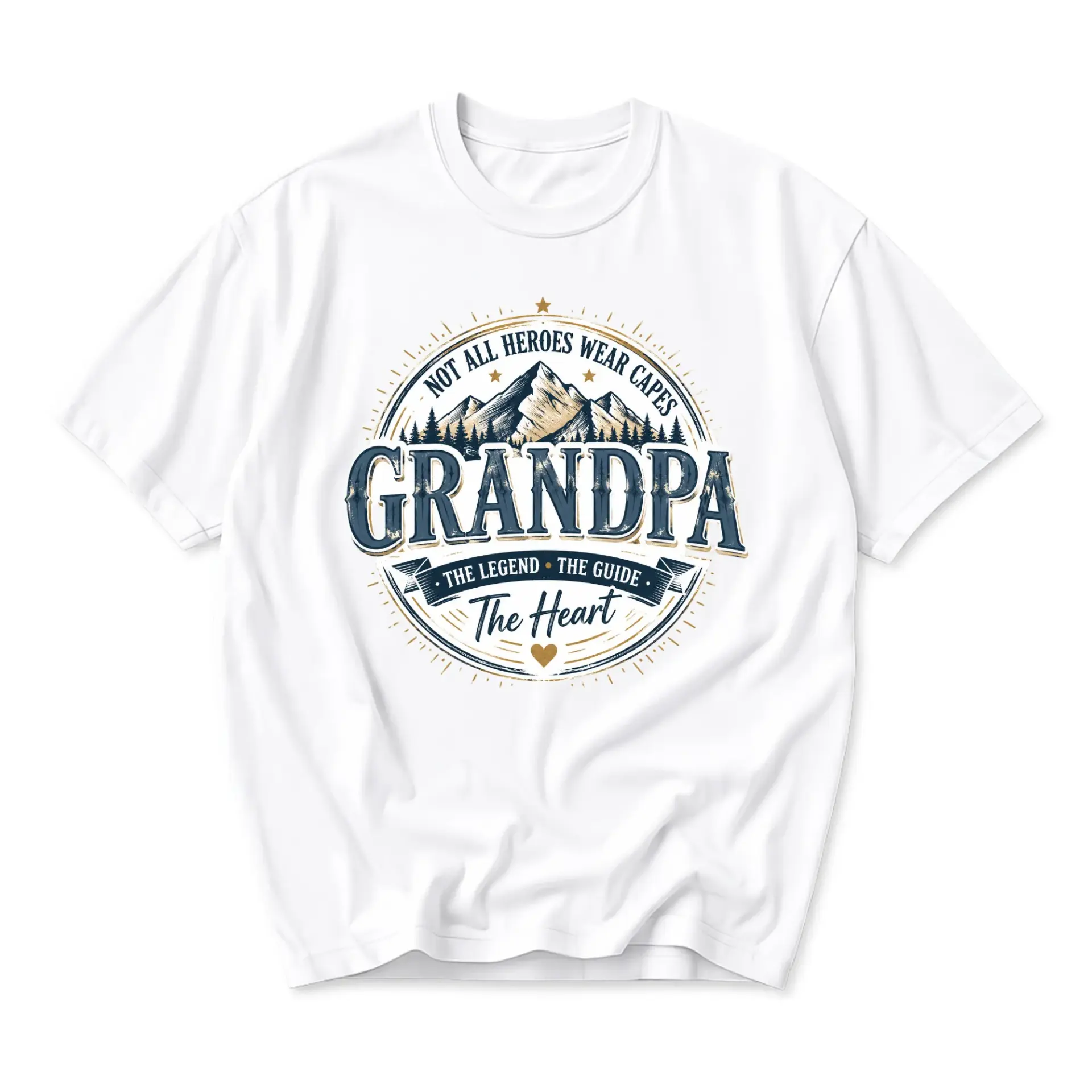 Graphic Tee Not All Heroes Wear Capes Grandpa Legend Guide Heart Design Unisex Crew Neck Everyday Casual Cotton Shirt