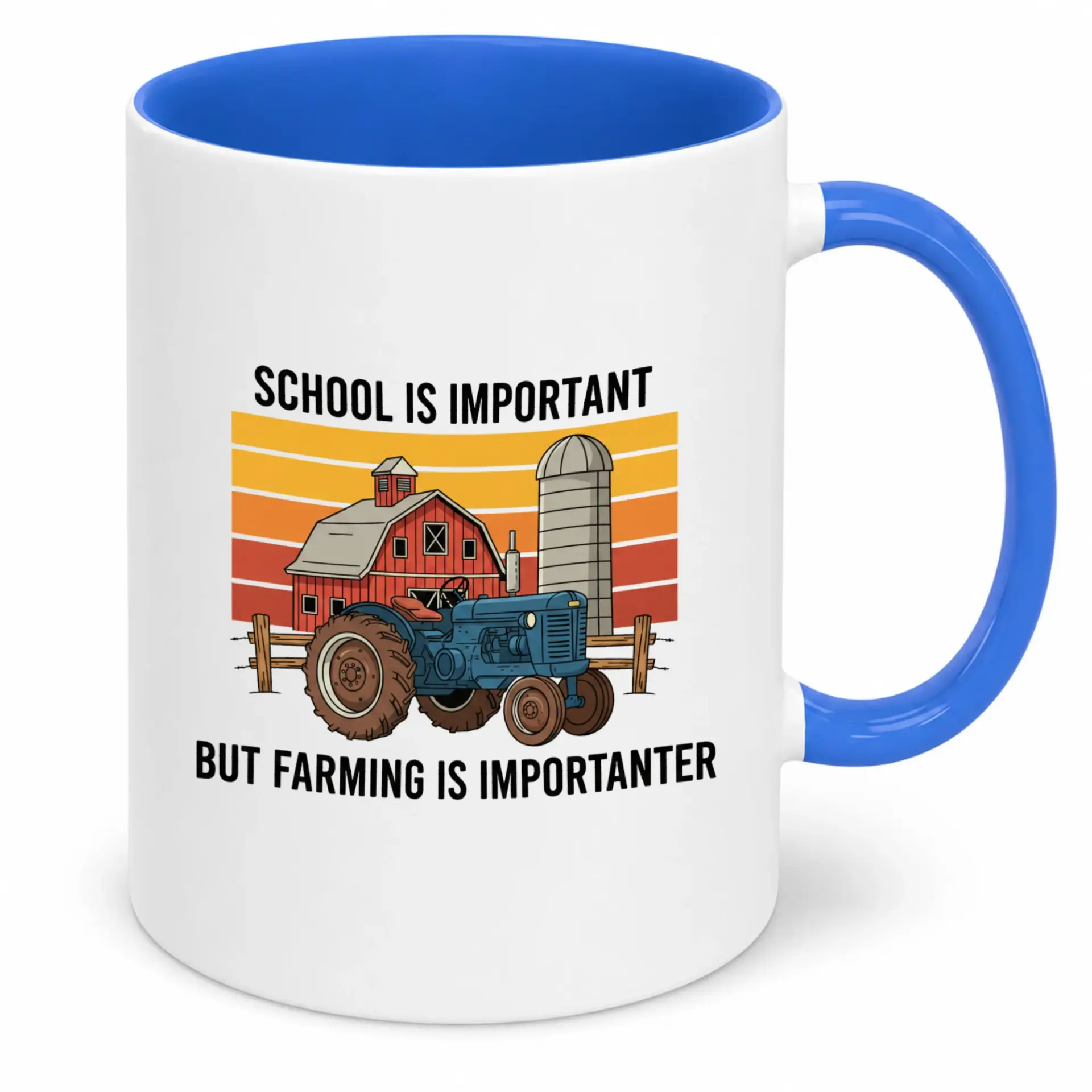 Funny Farming Ceramic Coffee Mug with School Is Important but Is Importanter Design Drinkware Gift