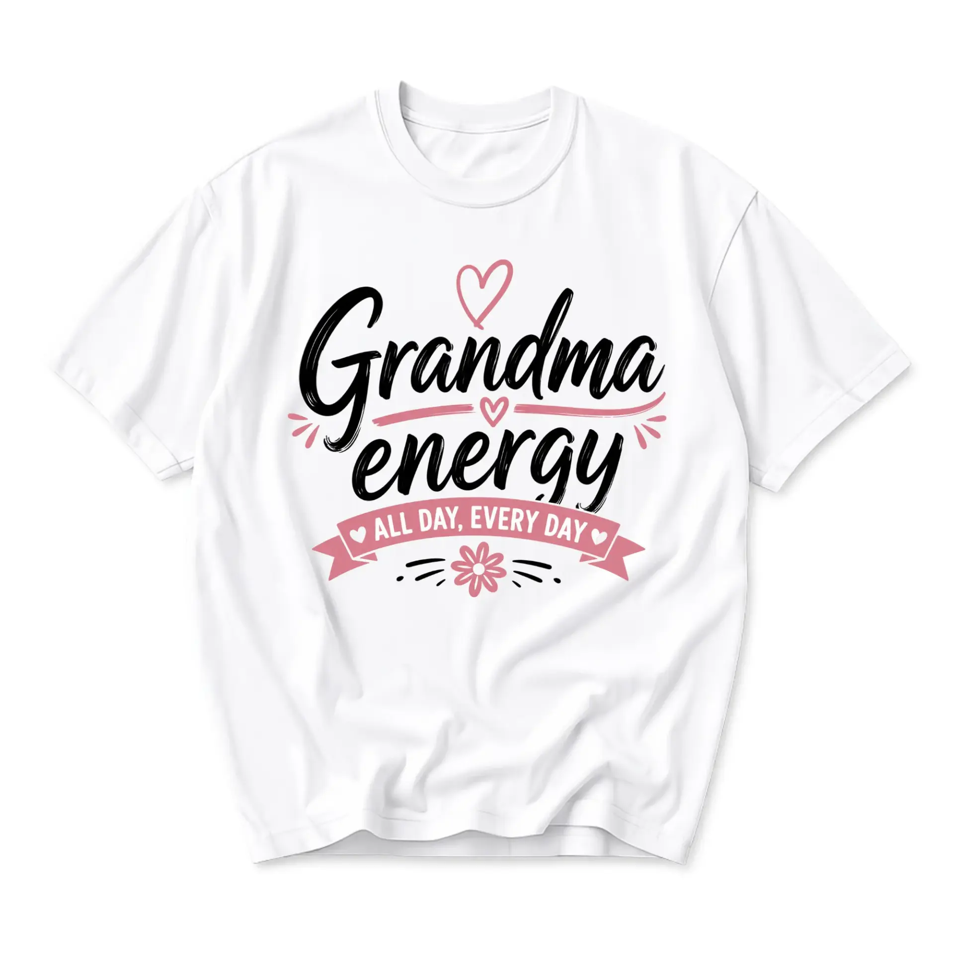 Graphic Tee Grandma Energy All Day Every Day Unisex Casual Short Sleeve Crew Neck Cotton Blend Soft Fashion Top
