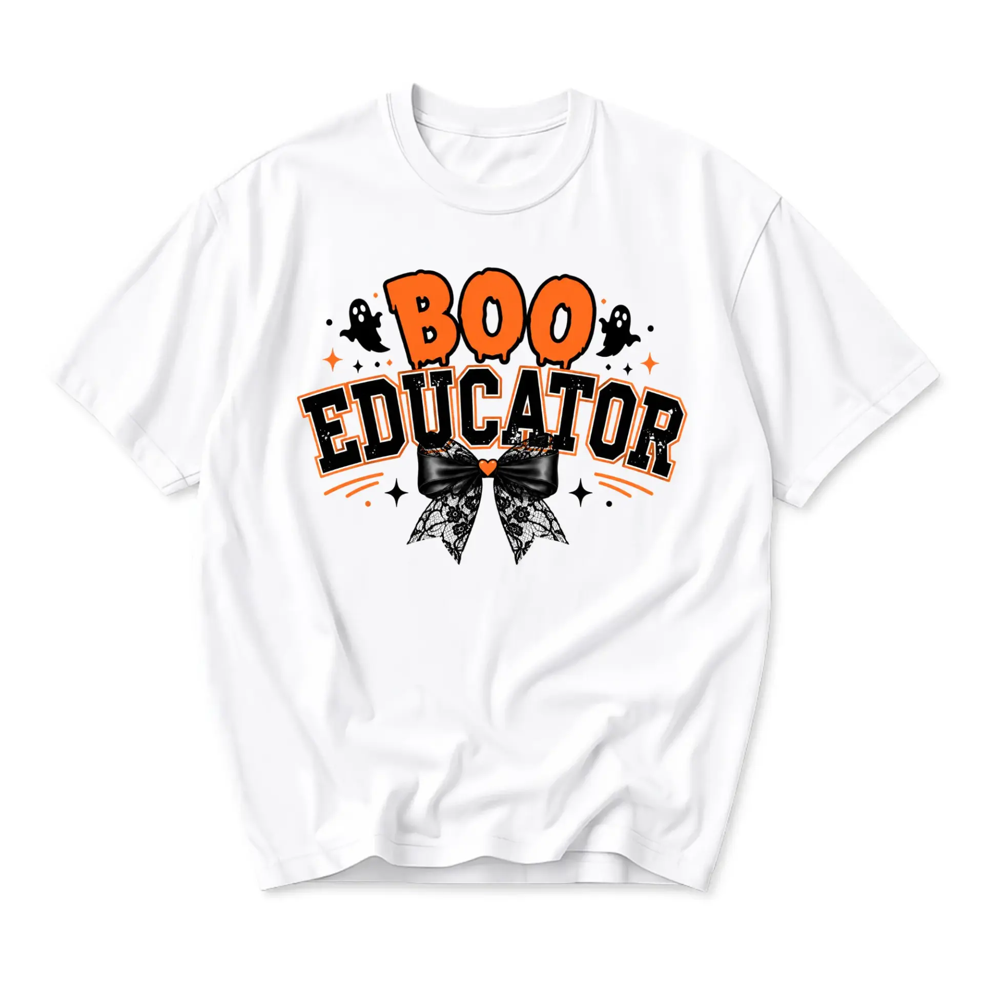 Graphic Tee Boo Educator Halloween Shirt Unisex Crew Neck Short Sleeve Top for Teachers Seasonal Holiday Apparel