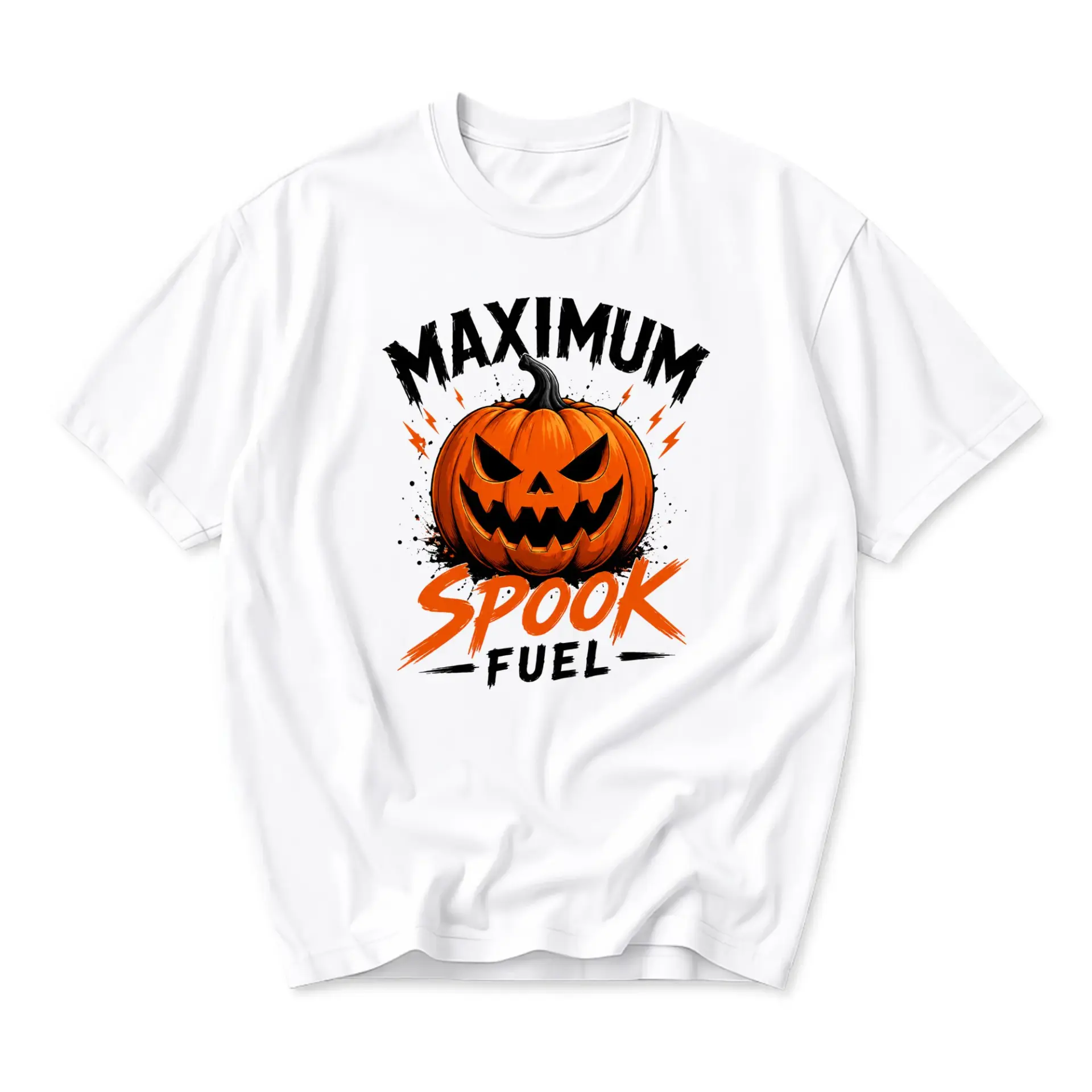 Funny Shirt Maximum Spook Fuel Halloween Graphic Tee Unisex Crew Neck Casual Cotton Blend Soft Everyday Apparel