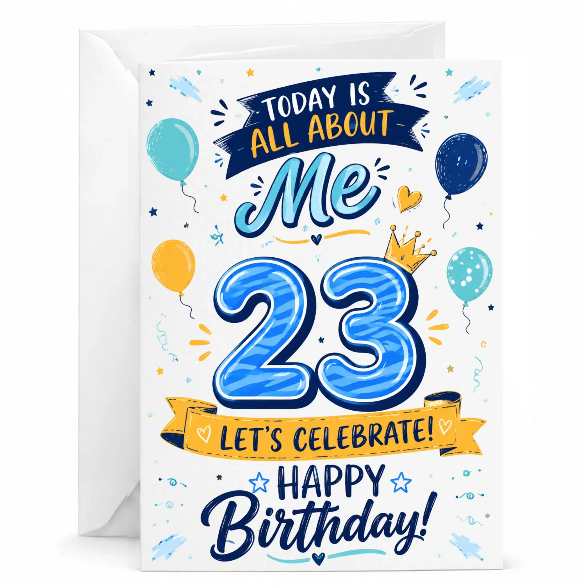 Birthday Card for 23rd Birthday Party Celebration Funny Greeting Card with Matching White Envelope for Milestone Age