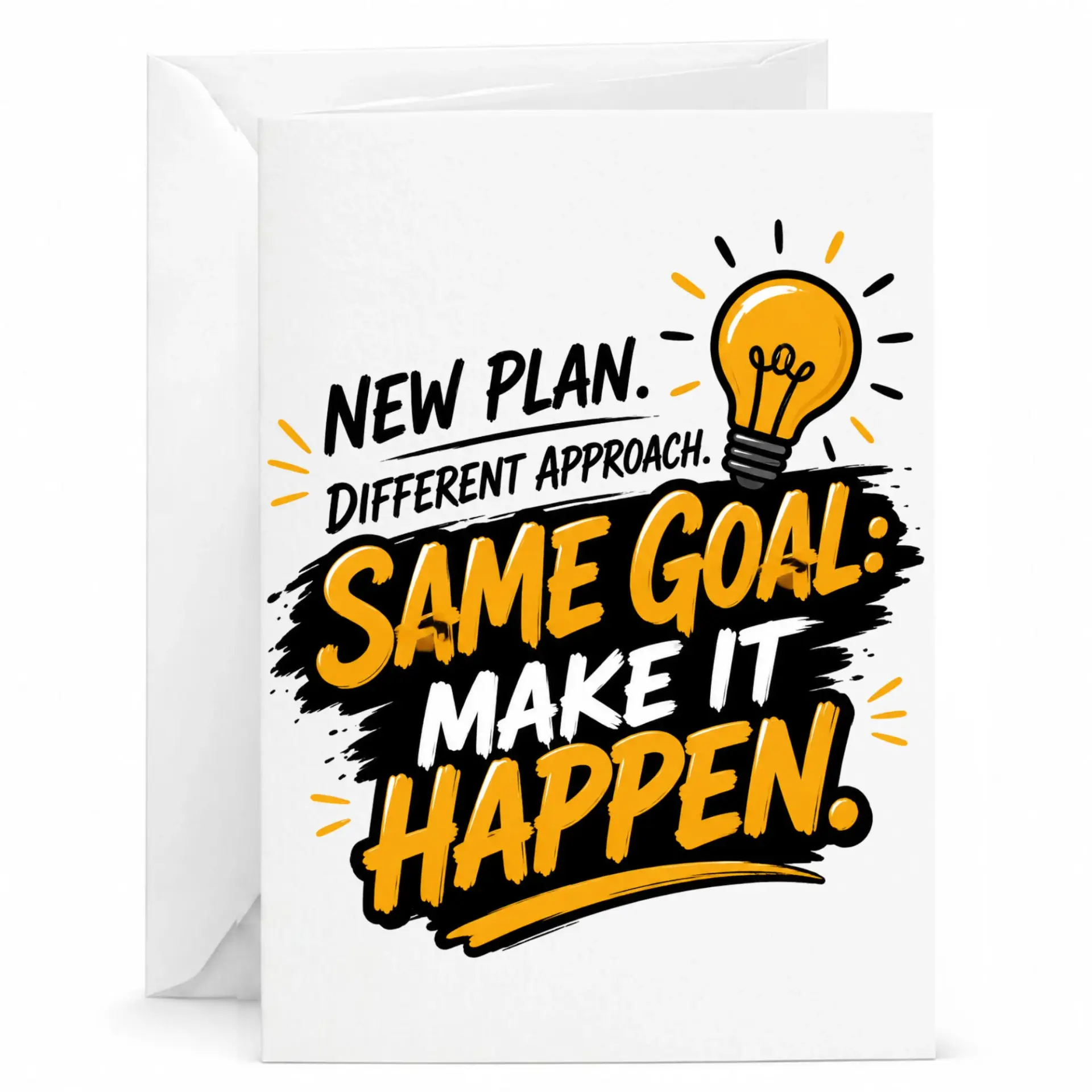 Inspirational Greeting Card New Plan Different Approach Same Goal Make It Happen Motivational Quote Stationery