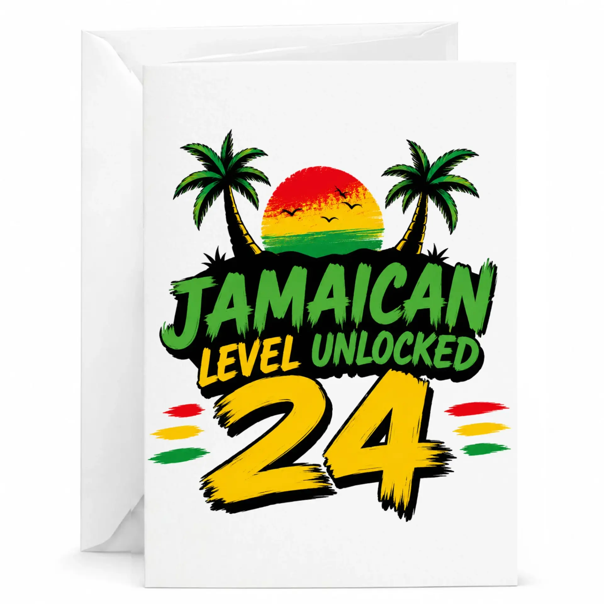 Birthday Card Jamaican Level Unlocked 24 Tropical Island Theme Greeting Card for 24th Birthday Celebration