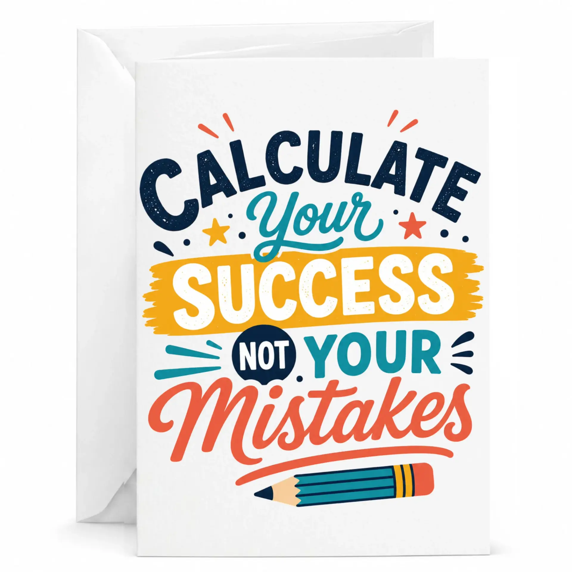 Inspirational Quote Greeting Card Calculate Your Not Mistakes Motivational Encouragement Stationery