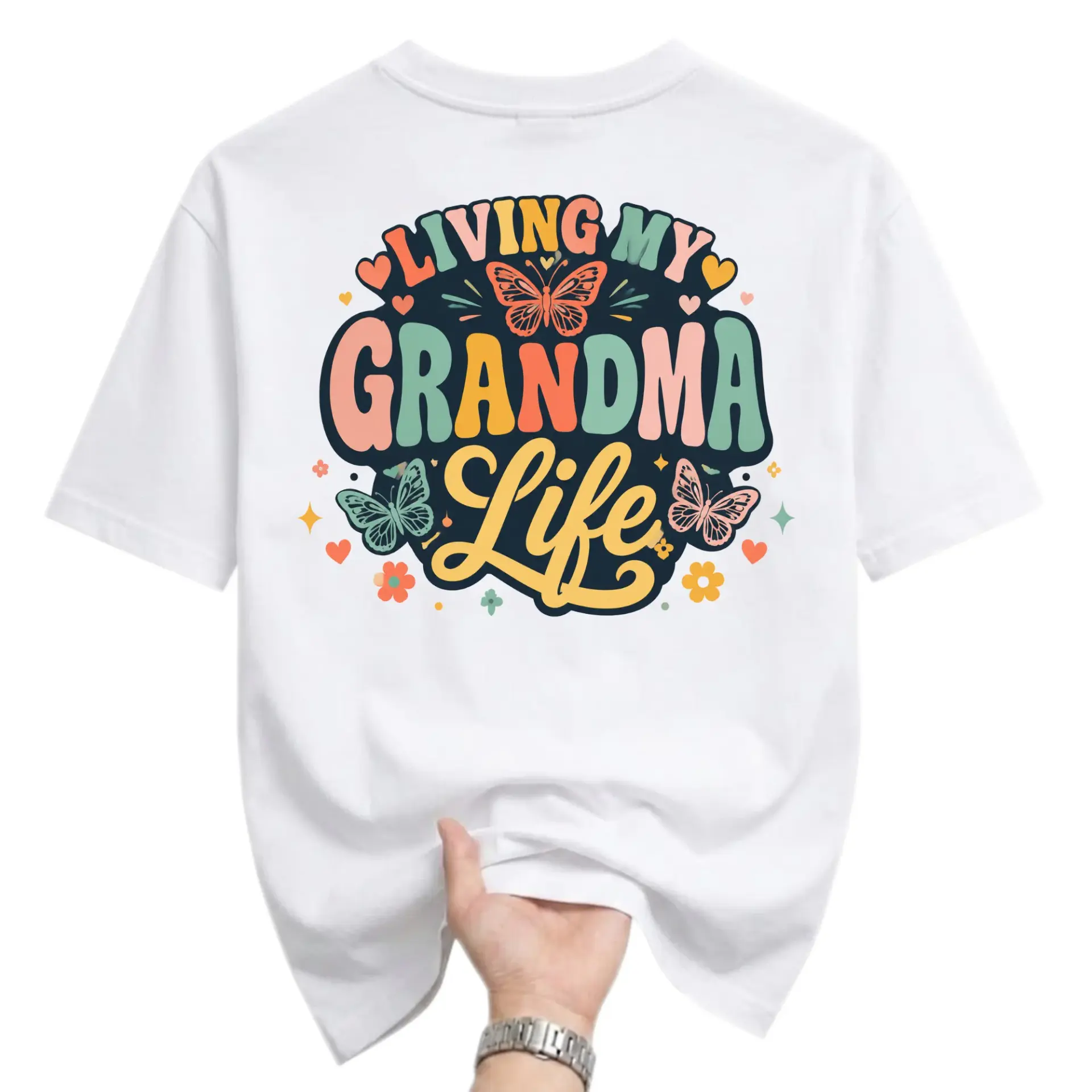 Graphic Tee Living My Grandma Life Retro Butterfly Design Unisex Casual