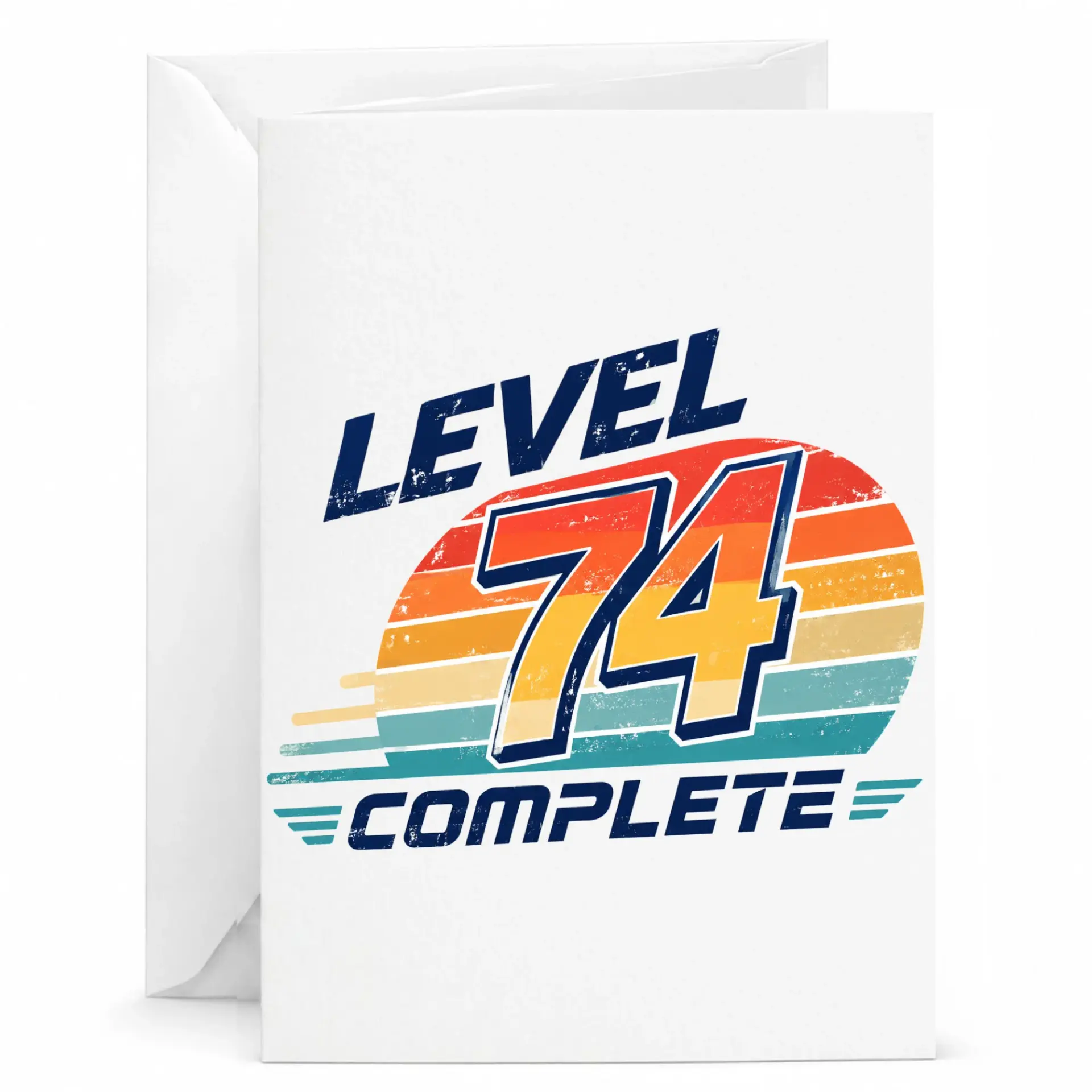 Birthday Card Level 74 Complete Funny Milestone Celebration Greeting Card for Seventy Fourth Birthday Milestone Party