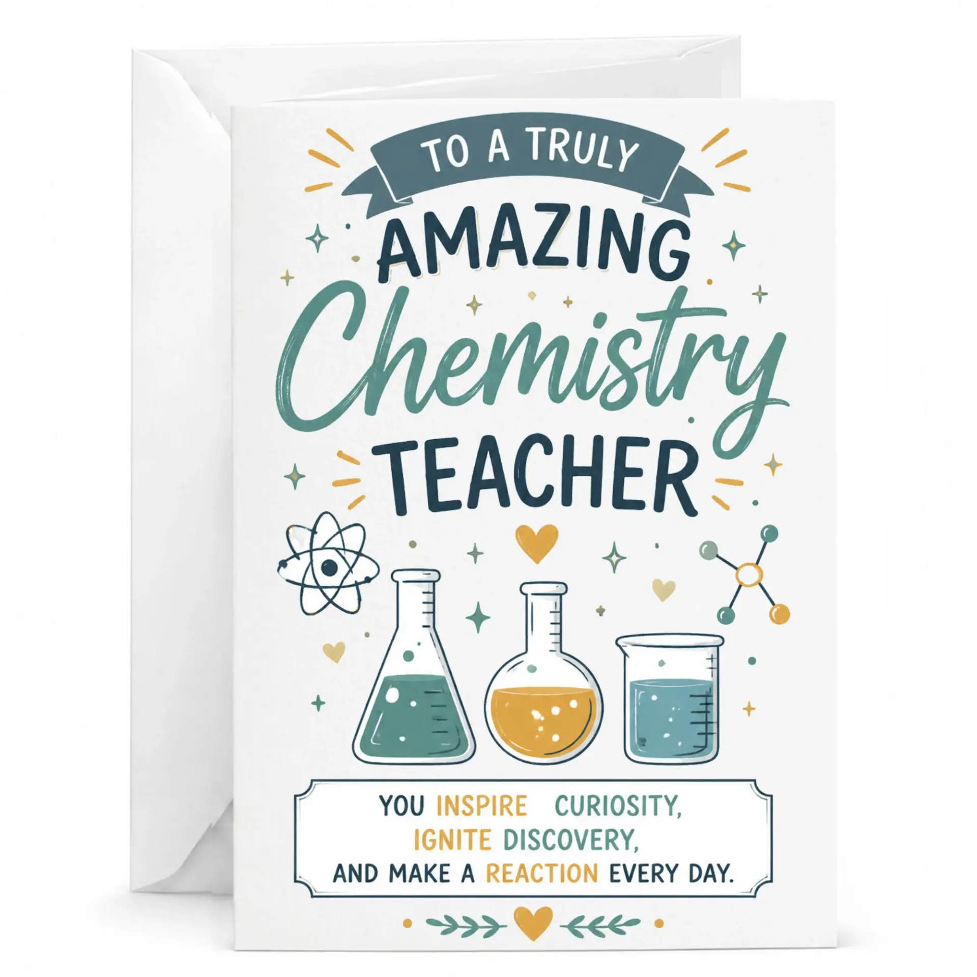 Greeting Card for Chemistry Teacher Education Appreciation Stationery Printed with Matching Envelope