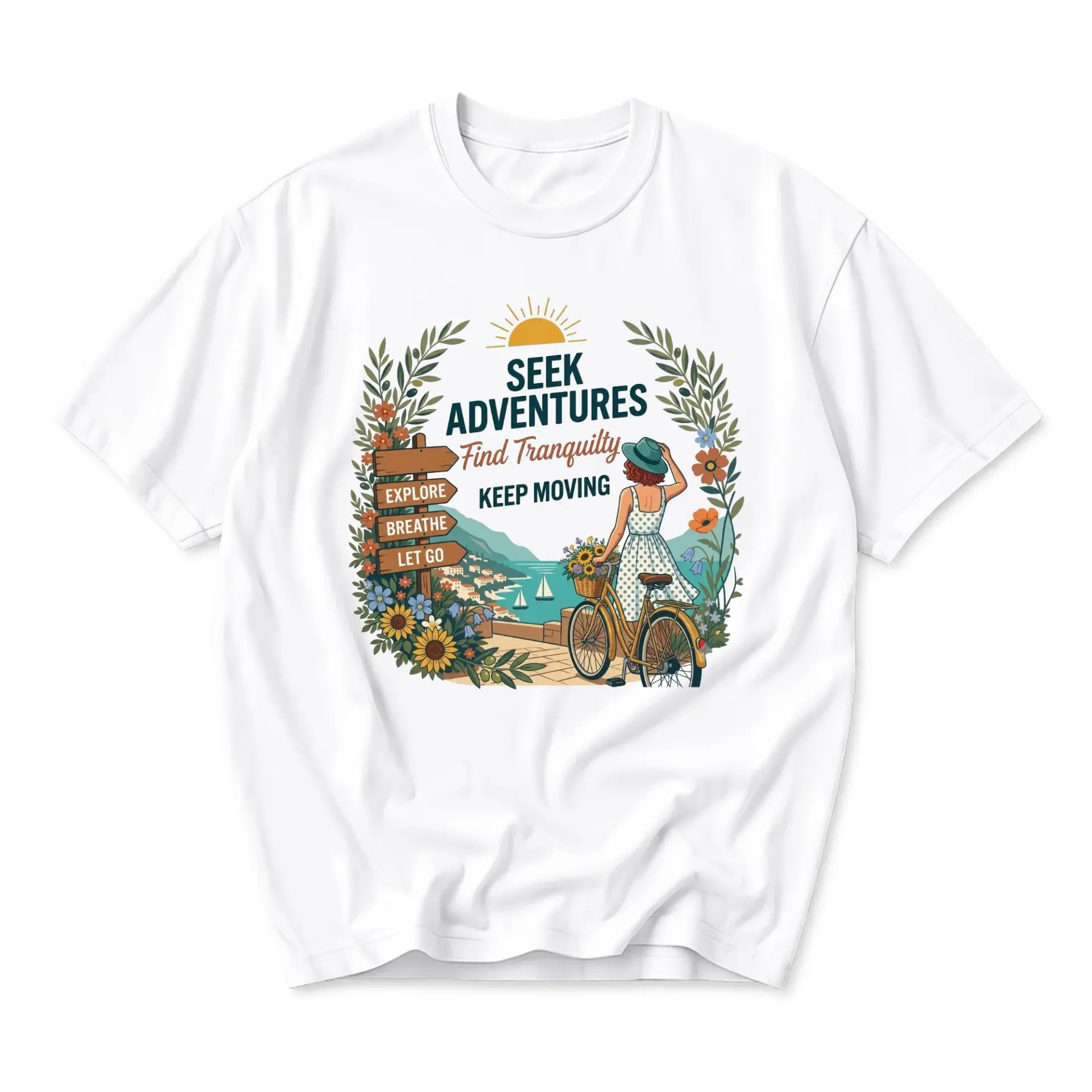 Graphic Tee Unisex Crew Neck T-Shirt Featuring Nature Adventure Illustration and Inspirational Outdoor Theme Design