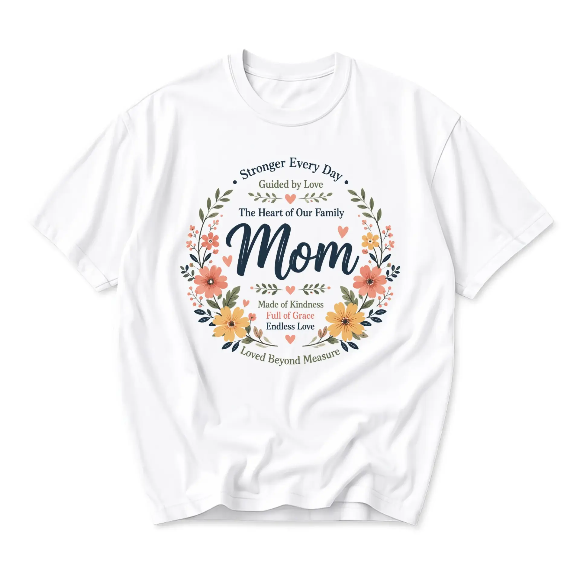 T-shirt Graphic Tee Mom Floral Design Casual Everyday Outfit Unisex Crew Neck Cotton Blend Top for Comfortable Wear