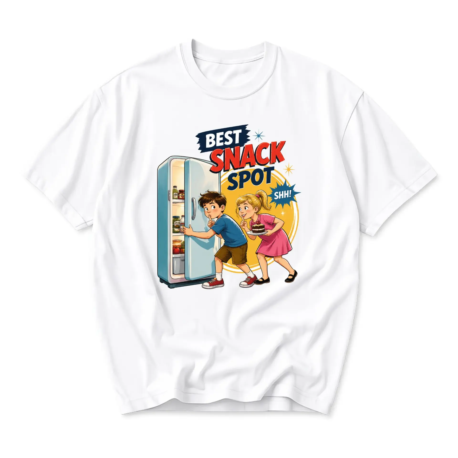 Funny Shirt Best Snack Spot Graphic Tee Casual Unisex Crew Neck T-Shirt for Food Lovers Soft Cotton Top Apparel