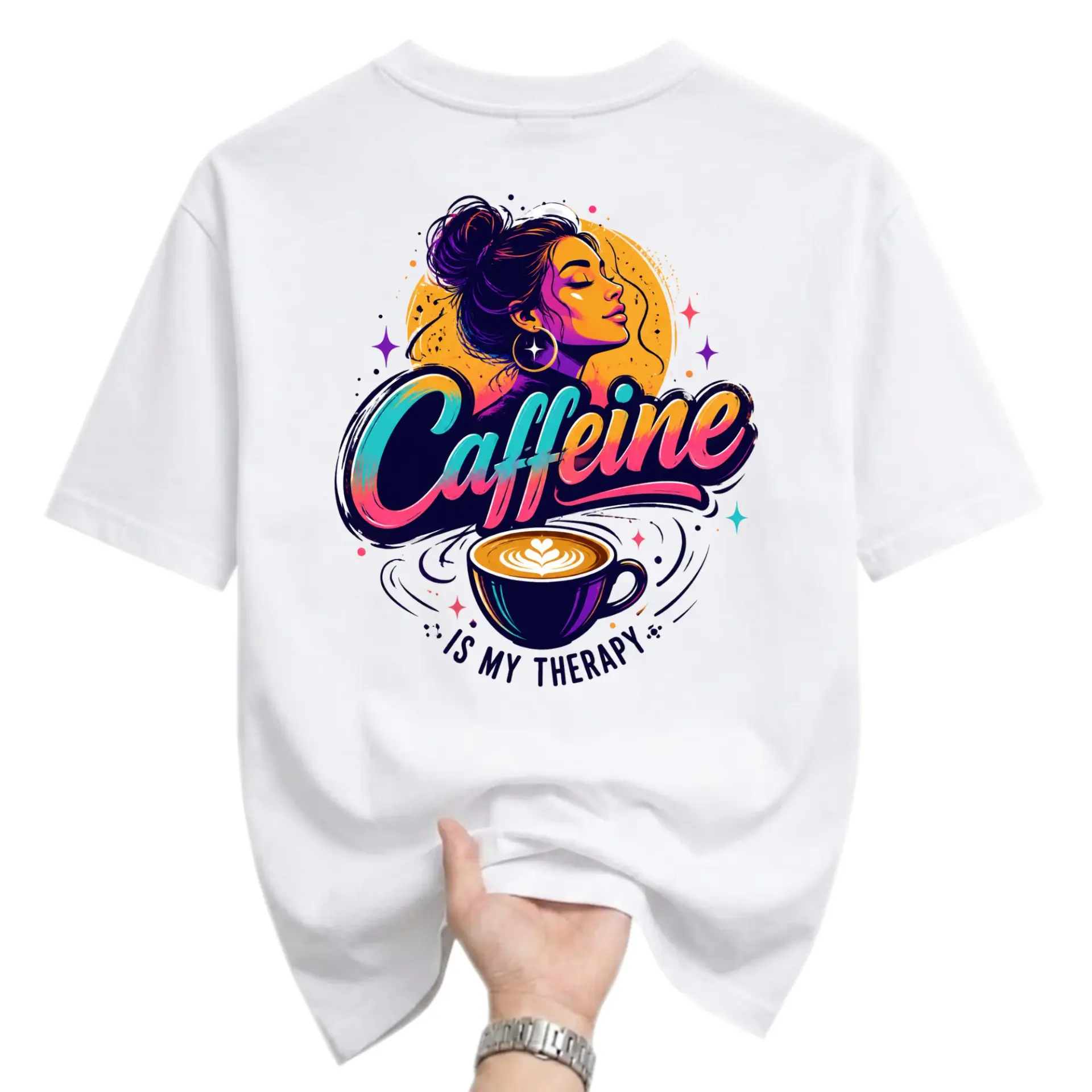 Funny Shirt Caffeine Is My Therapy Graphic Tee Unisex Casual Apparel for Coffee Lovers Everyday Outfit Comfort Cotton
