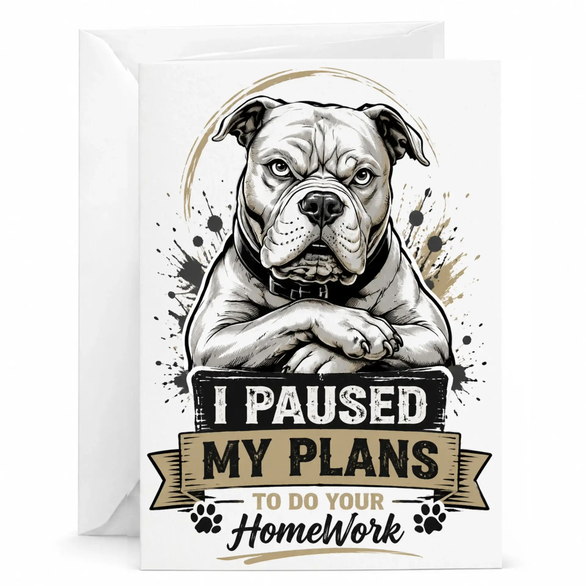 Funny Dog Greeting Card I Paused My Plans to Do Your Homework Illustration for Pet Lovers and Humor Enthusiasts