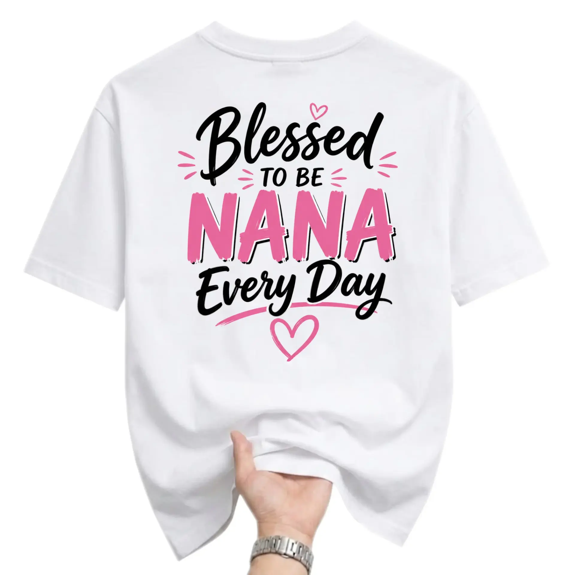 T-shirt Blessed to Be Nana Every Day Graphic Tee Casual Unisex Crew Neck Top for Grandmothers and Family Members