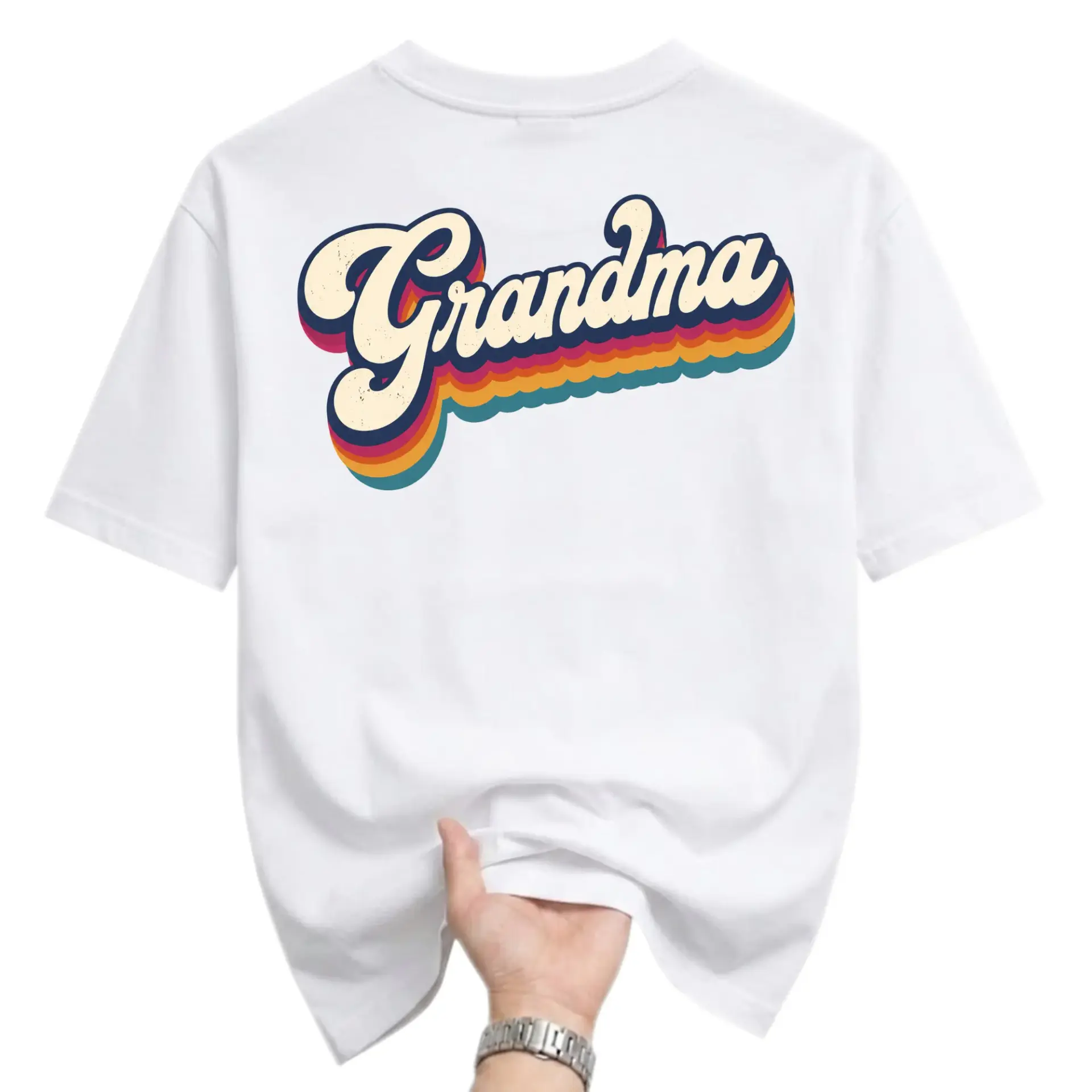 Graphic Tee Unisex Grandma Retro Style Vintage Rainbow Lettering Casual Comfortable Short Sleeve Crew Neck Shirt