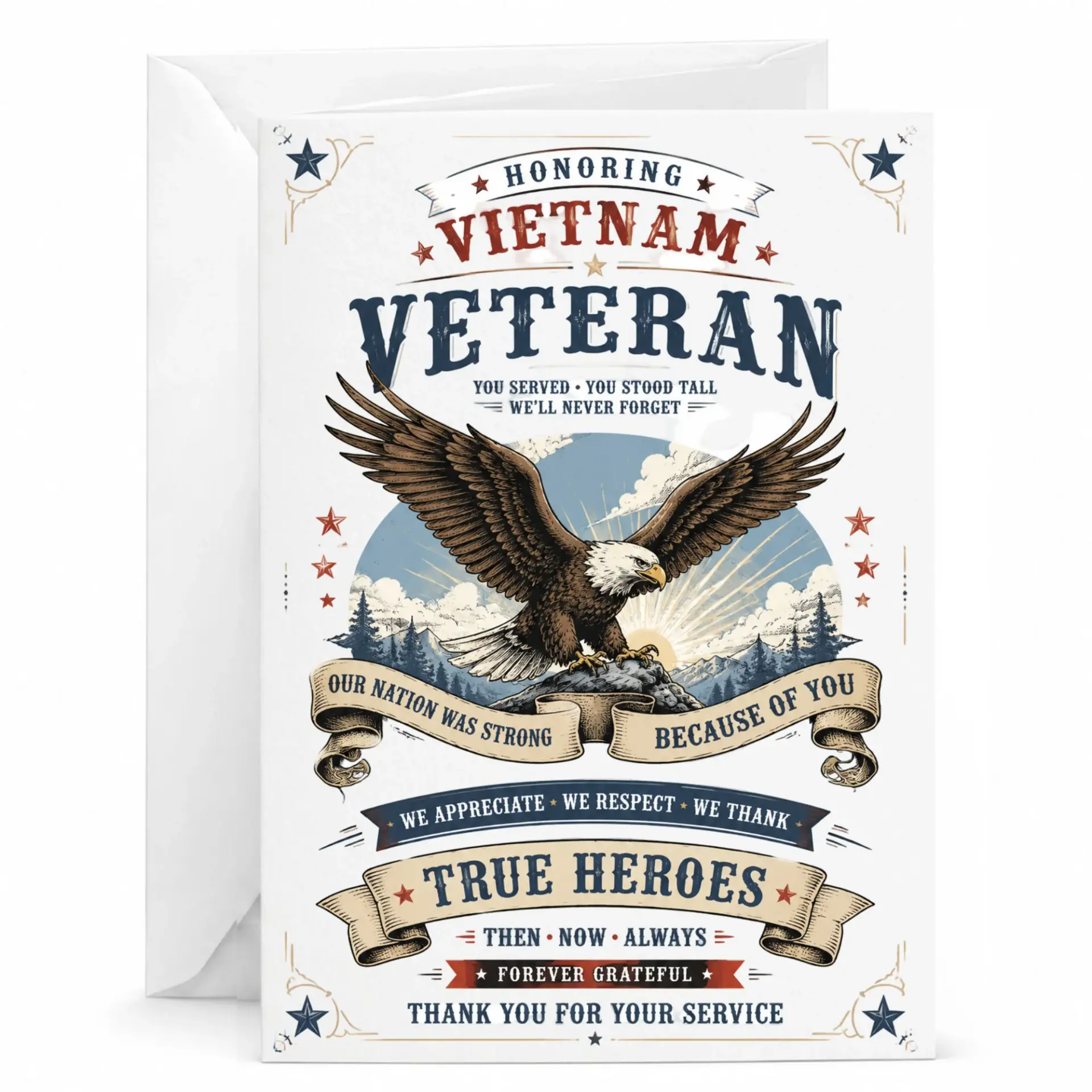 Greeting Card for Vietnam Veteran Honor and Service Appreciation Patriotic Bald Eagle Design for Military Recognition