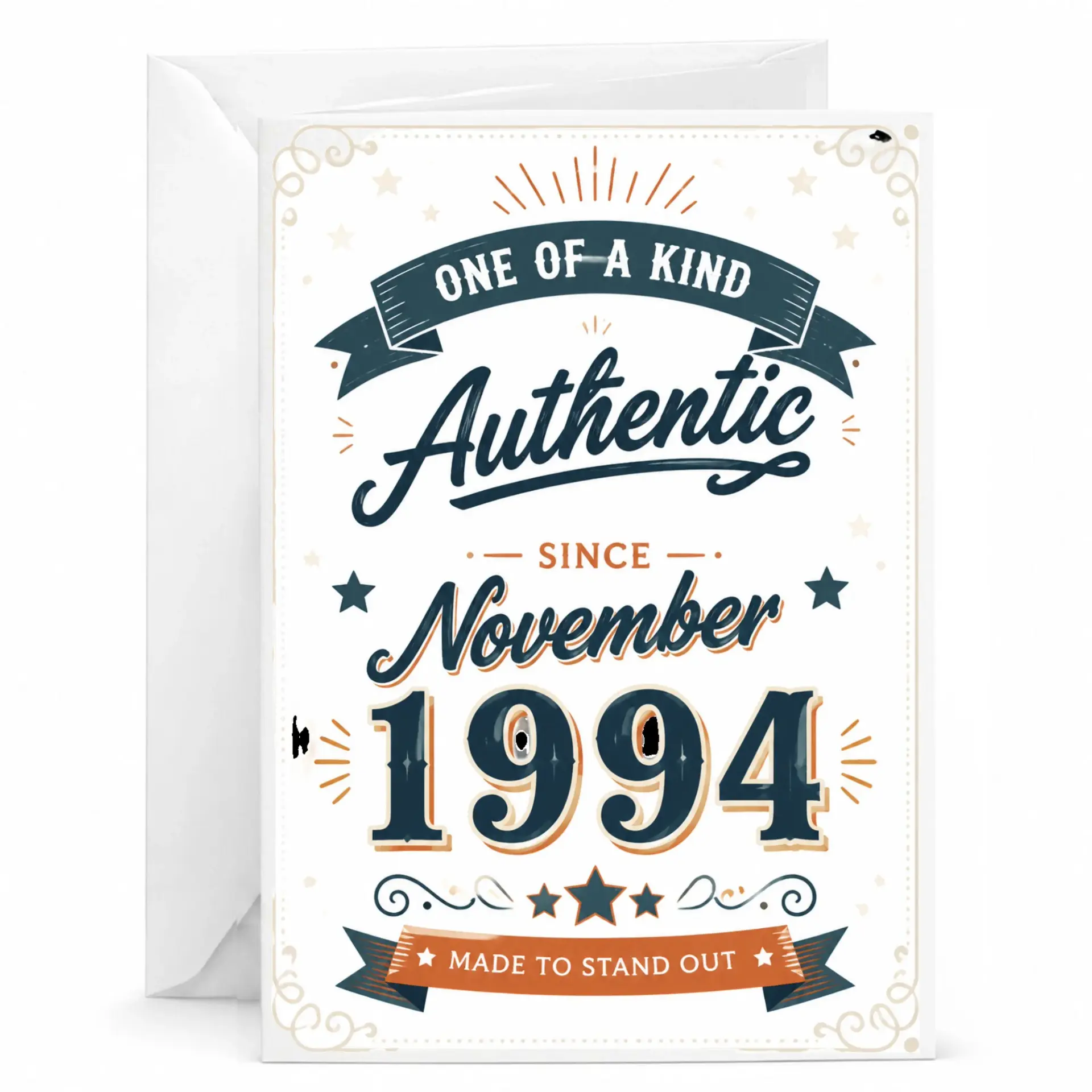 Birthday Card Authentic Since November 1994 Greeting Card Vintage Style Stationery for Milestone Celebration Year