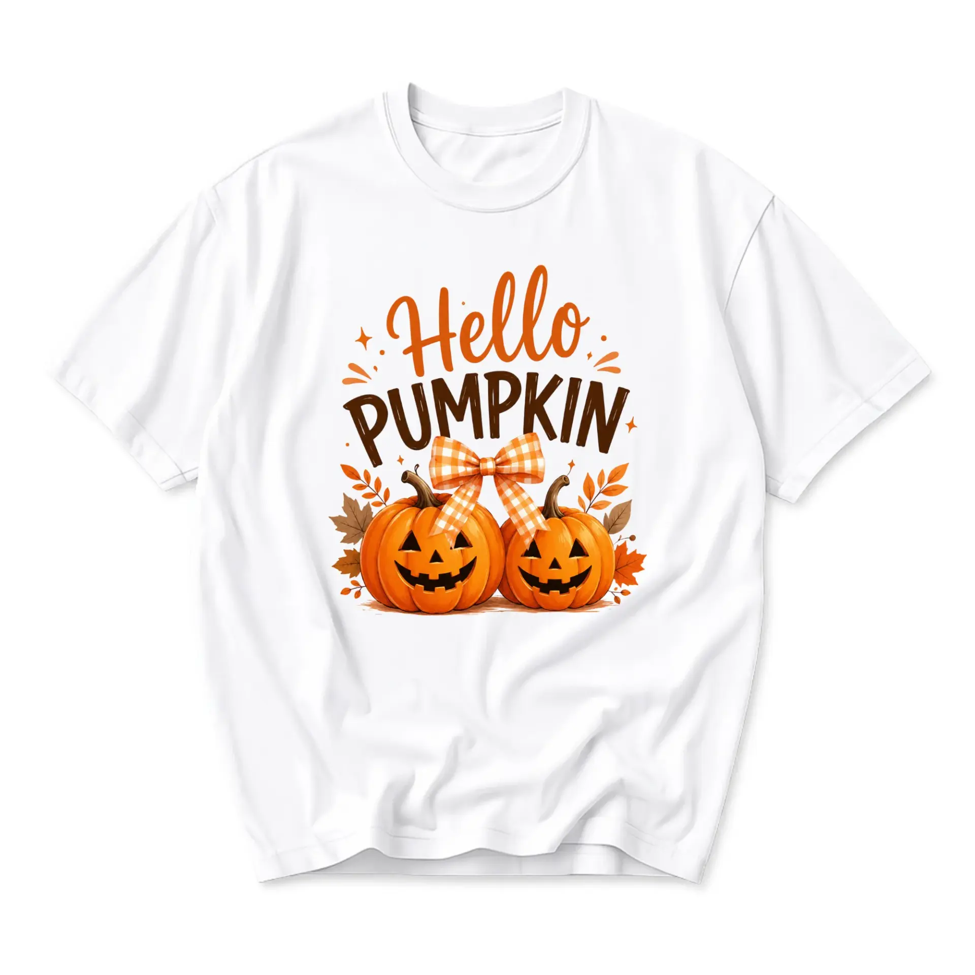 Graphic Tee Hello Pumpkin Fall Season Unisex Shirt Autumn Holiday Apparel for Casual Everyday Wear and Gift Giving