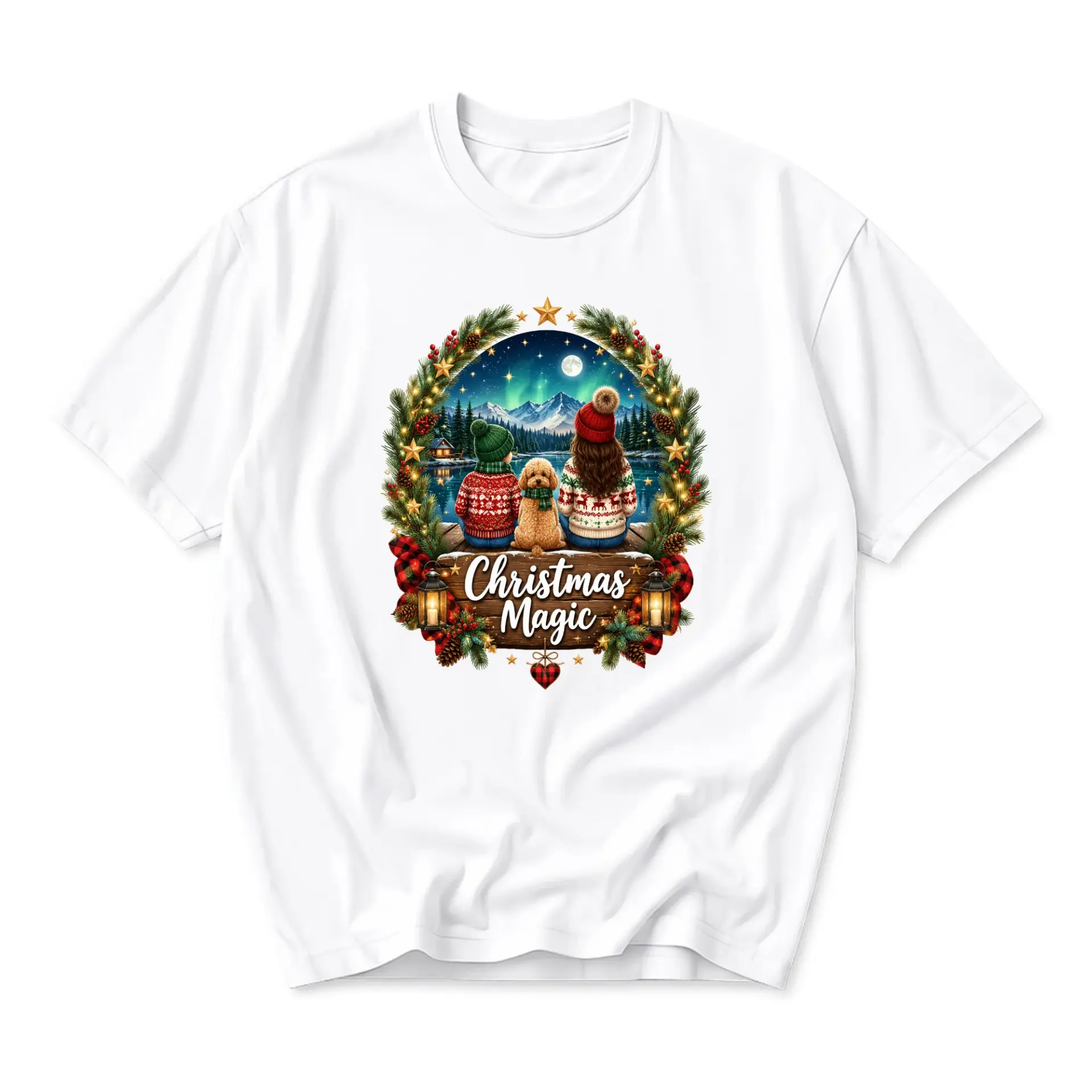 Graphic Tee Christmas Magic Scene Unisex Crew Neck Short Sleeve Soft Cotton