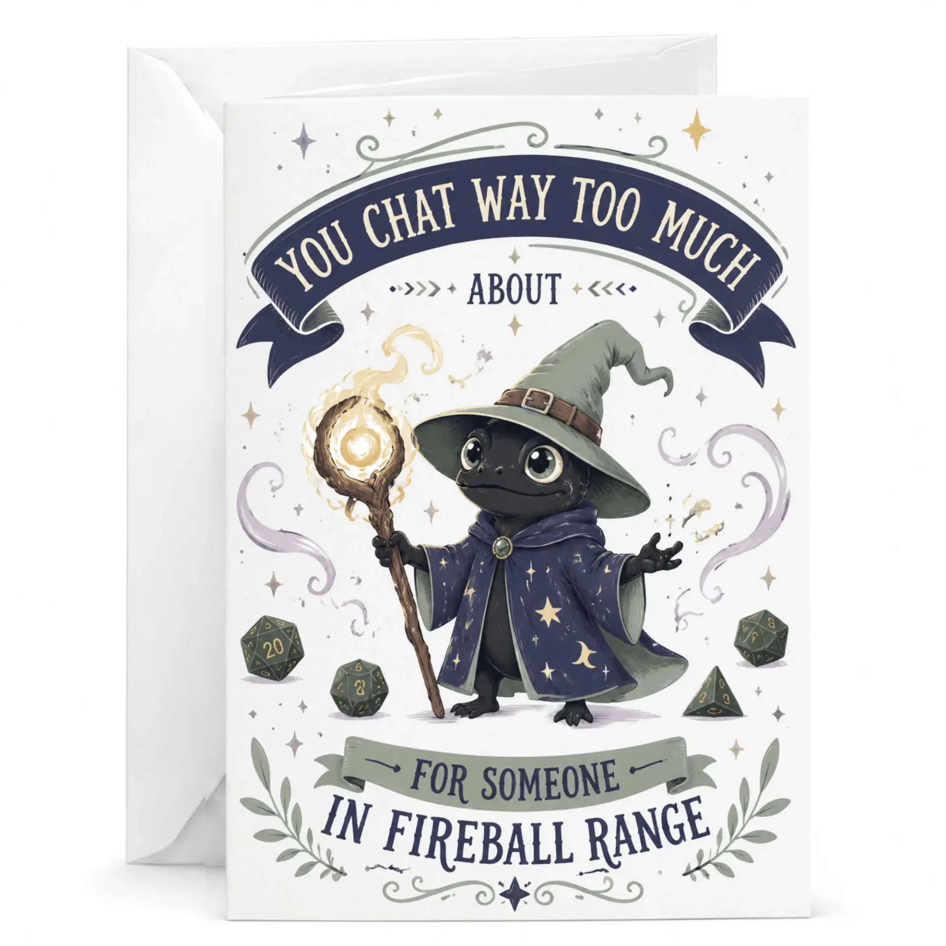 Funny Fantasy Greeting Card for Tabletop Gamer Nerd Friends
