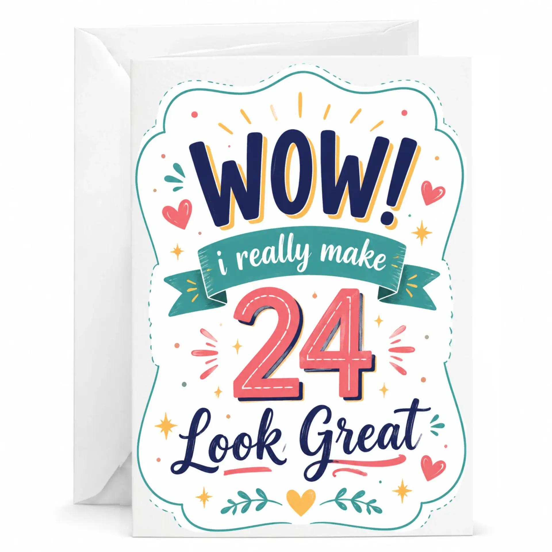 Birthday Card Funny 24th Birthday Greeting Card for Friend with Envelope for Special Milestone Celebration and Milestone Gift