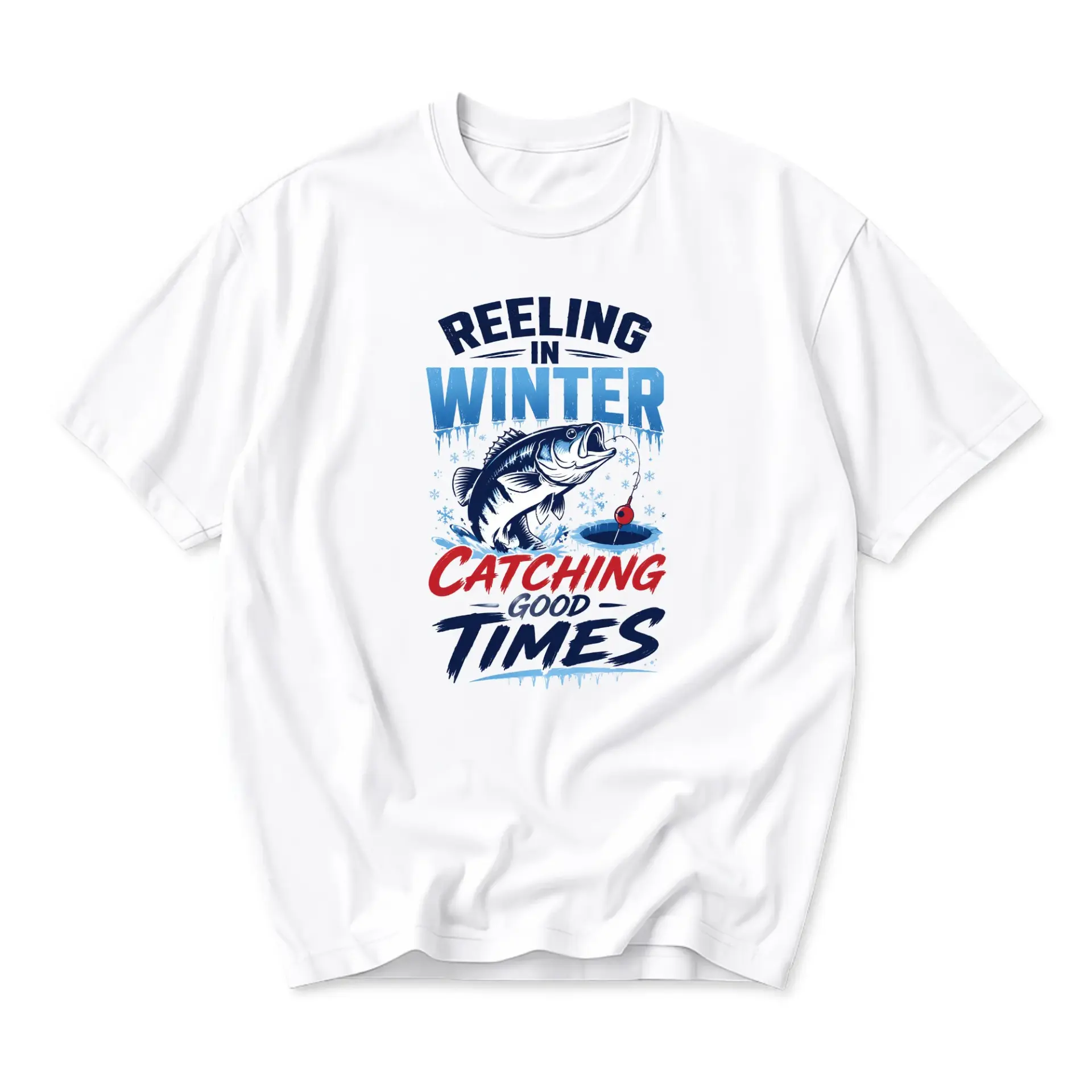Funny Shirt Reeling in Catching Good Times Fishing Graphic Tee Unisex Short Sleeve Cotton Casual Apparel
