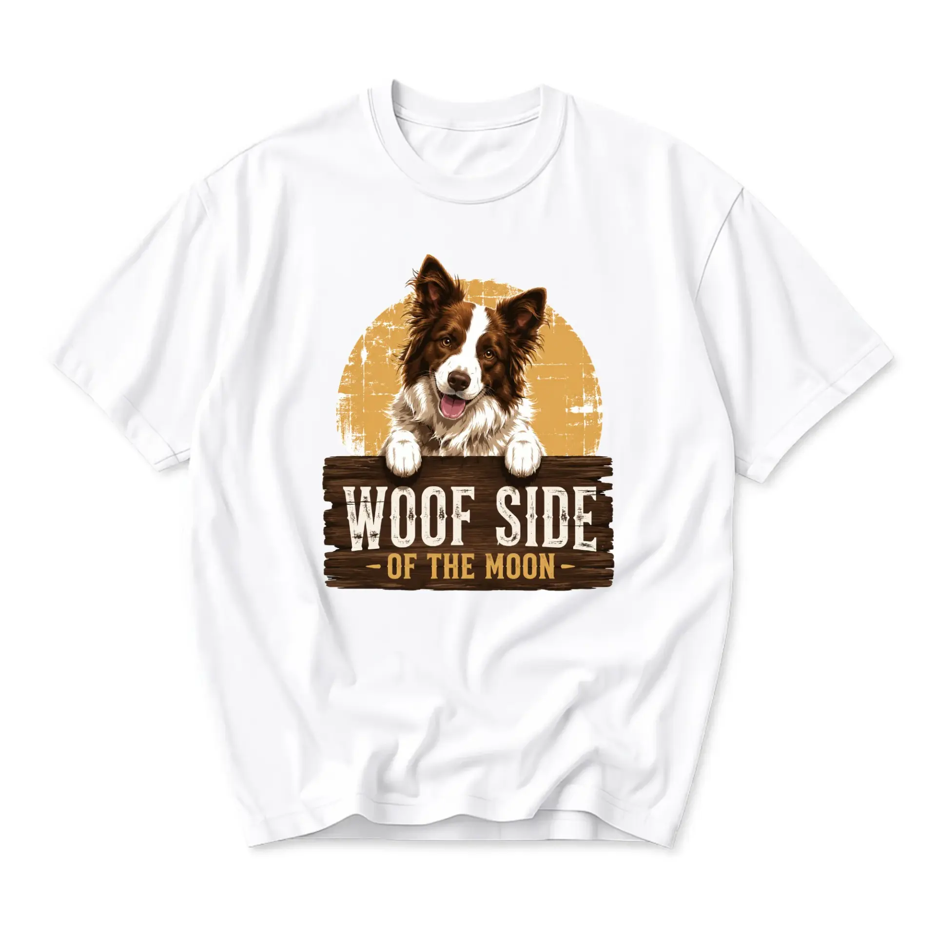 Funny Shirt Woof Side of the Moon Graphic Tee Unisex Cotton Blend Casual