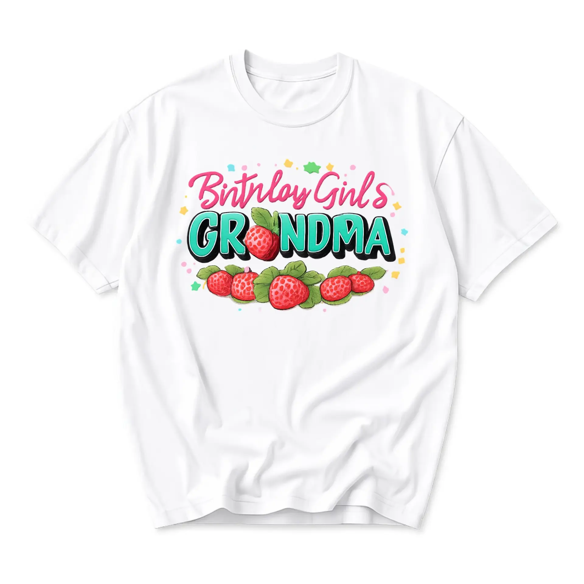 Funny Shirt Birthday Girl's Grandma Graphic Tee Strawberry Fruit Design