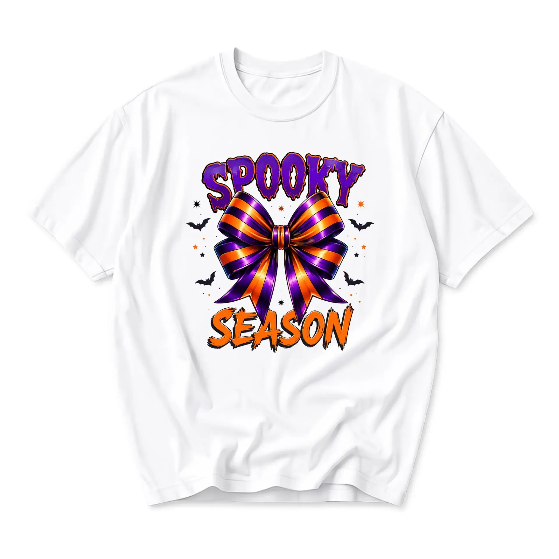 Graphic Tee Spooky Season Halloween Bow T-Shirt Unisex Casual Crew Neck Comfortable Cotton Blend Everyday Apparel