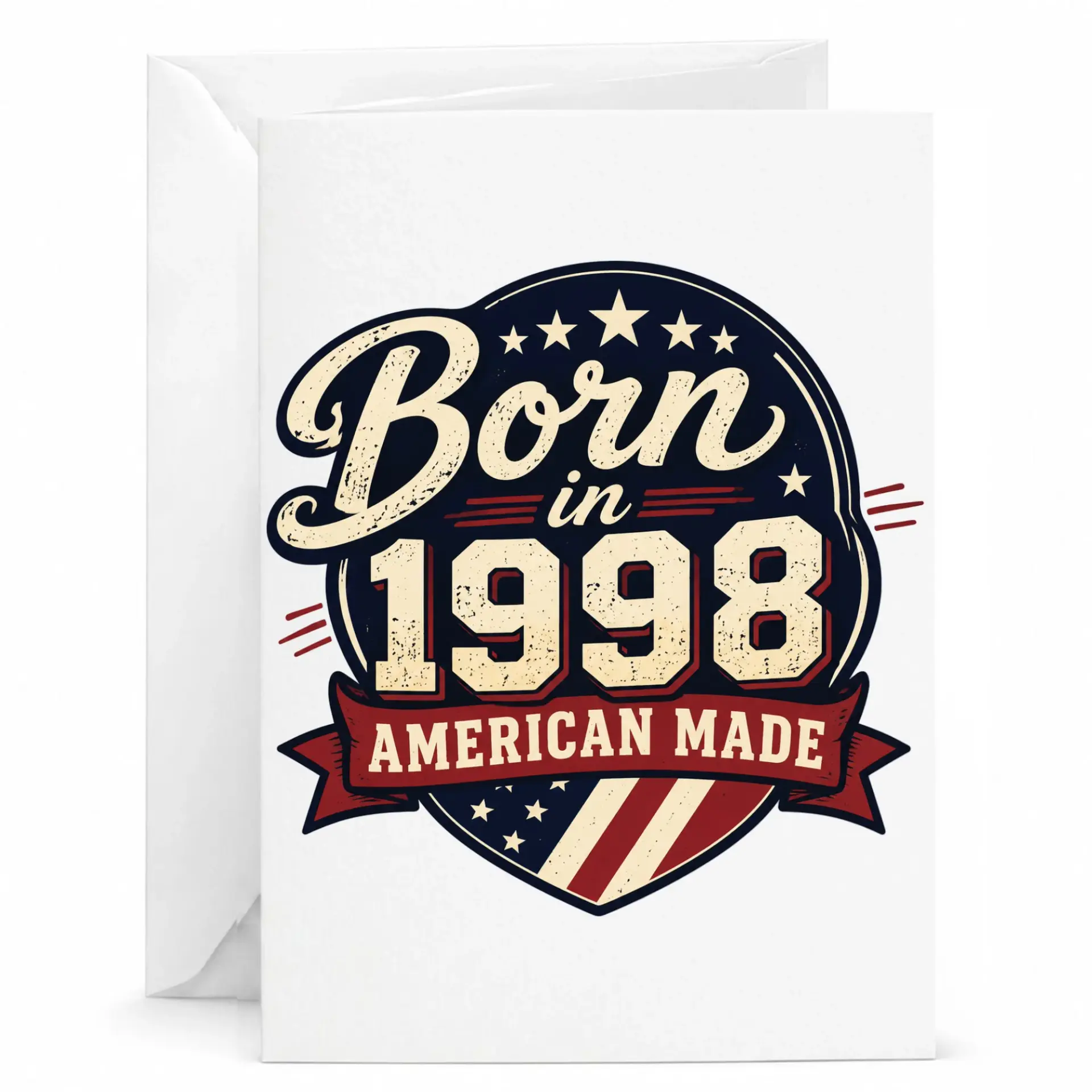 Birthday Card Born in 1998 American Made Vintage Style Greeting Card for Special Milestone Celebrations