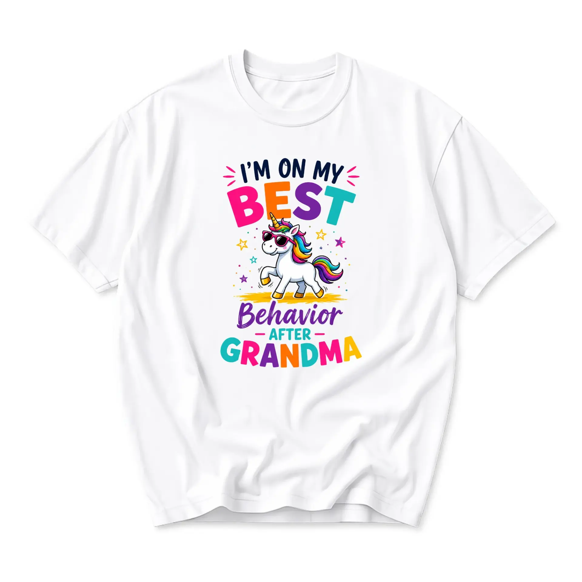 Funny Shirt I Am on My Best Behavior After Grandma Graphic Tee Unisex Casual Crew Neck Comfortable Cotton Blend Top