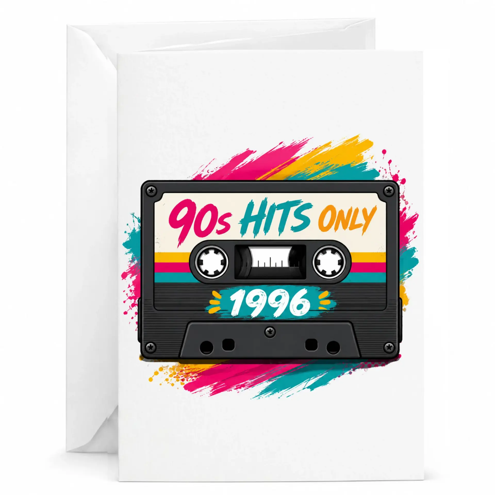 Funny Greeting Card 90s Hits Only 1996 Retro Cassette Tape Design Birthday Note for Music Lovers and Nostalgia Fans