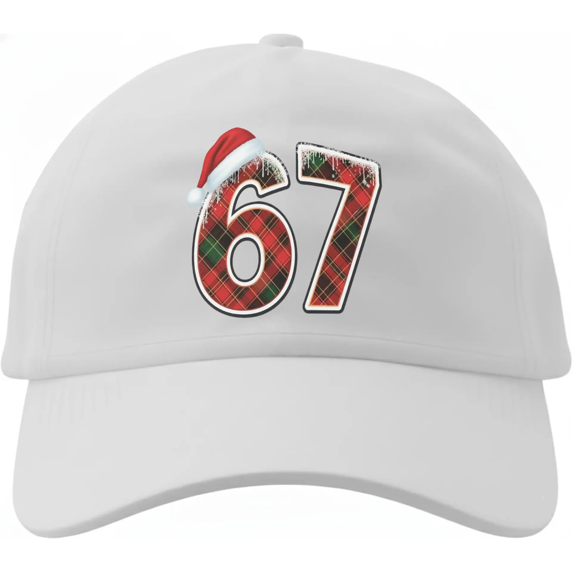 Baseball Cap Holiday Plaid Number Sixty Seven Design Embroidered Cotton Hat for Casual Outdoor Wear Adult One Size