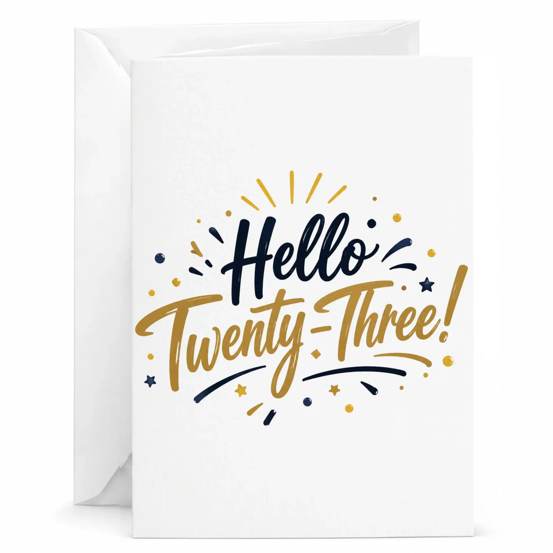 Birthday Card Hello Twenty Three Elegant Typography Design Printed Greeting Card with Matching White Envelope