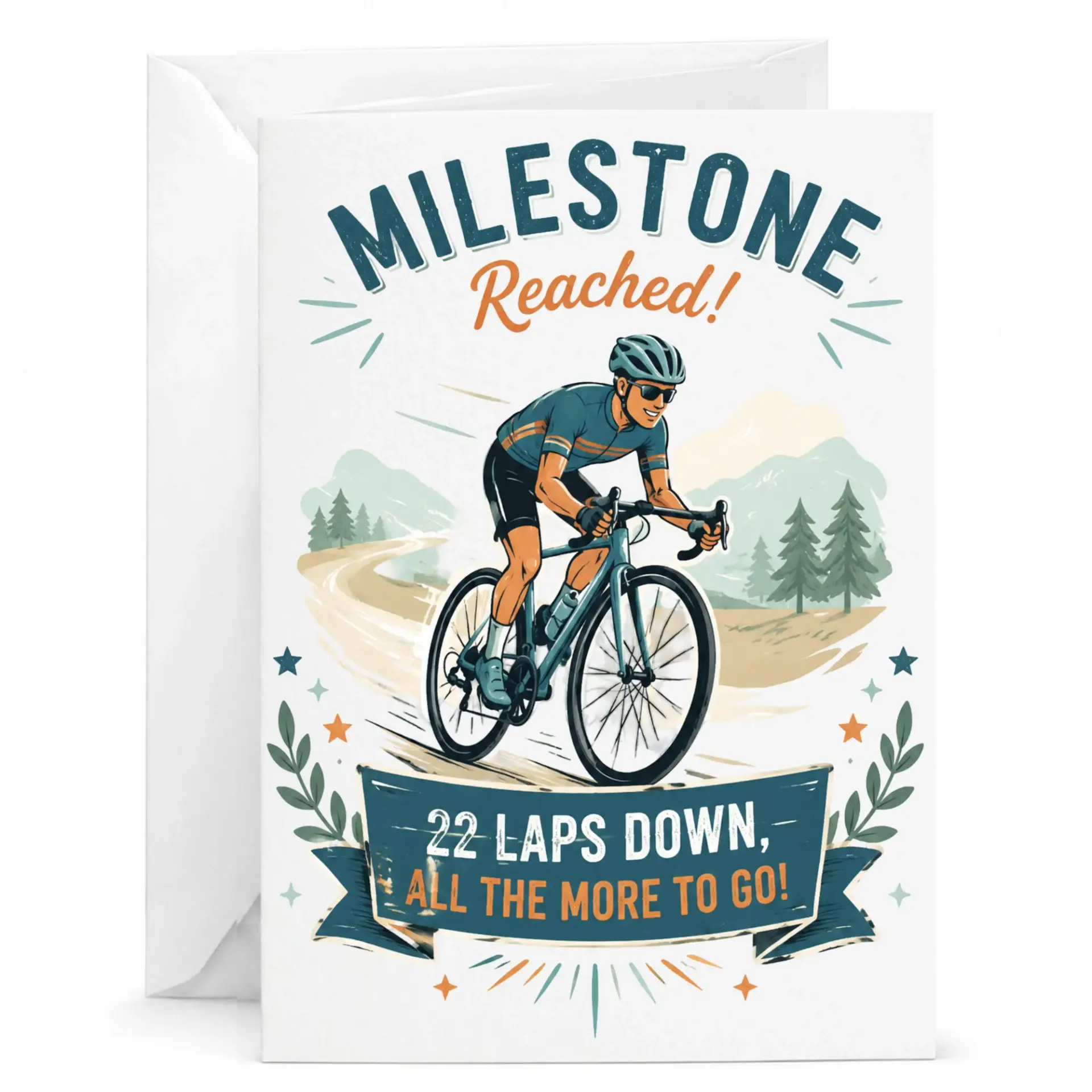 Greeting Card Milestone Reached Cycling Birthday Card Featuring Professional Road Cyclist Design for Milestone Celebration