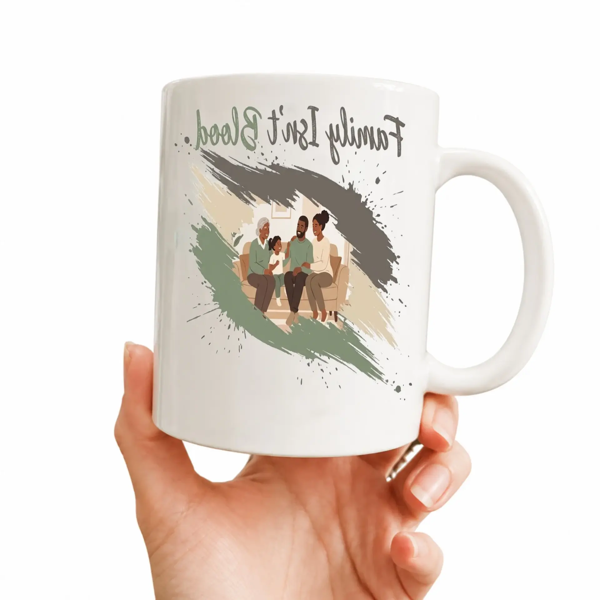 Inspirational Family Quote Ceramic Coffee Mug with Contrast Handle for Home or Office Use Personal Beverage Container