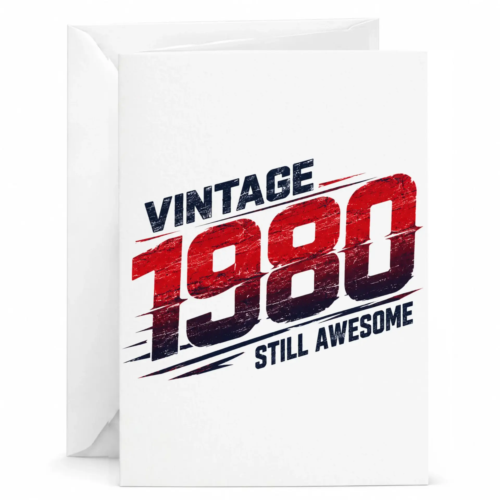 Funny Birthday Card Vintage 1980 Still Awesome Retro Design Greeting Card for Milestone Year Celebration