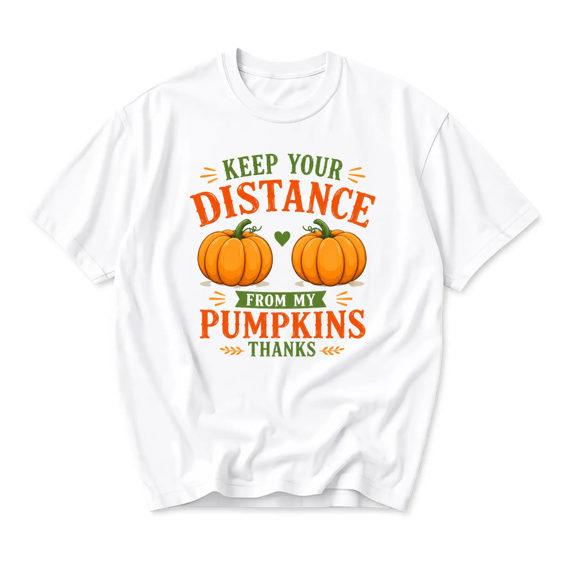 Funny Shirt Keep Your Distance from My Pumpkins Graphic Tee Seasonal Autumn Fall Unisex Crew Neck Casual Cotton Top