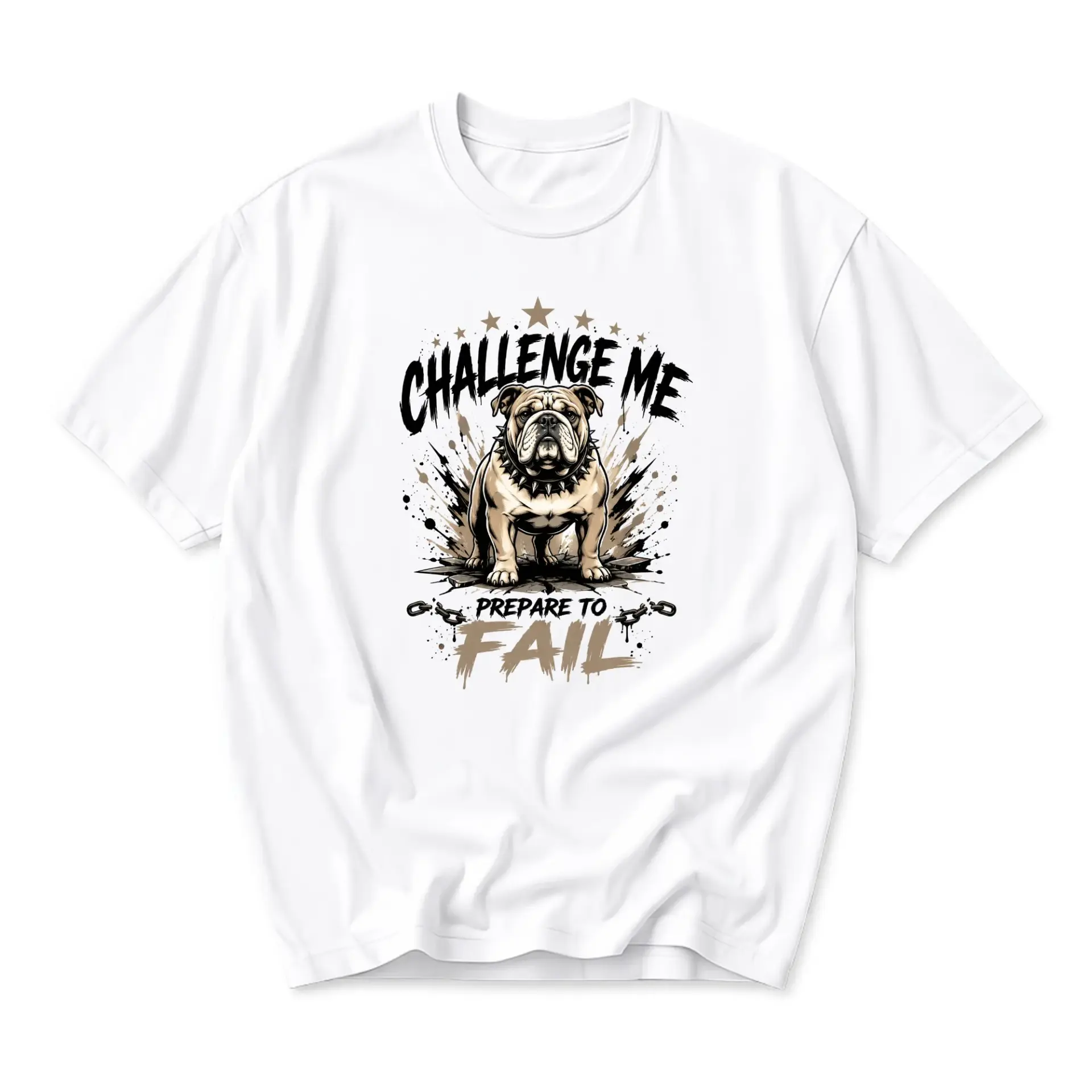Graphic Tee Bulldog Challenge Me Prepare to Fail Unisex Short Sleeve Cotton Crew Neck Everyday Casual Apparel Shirt