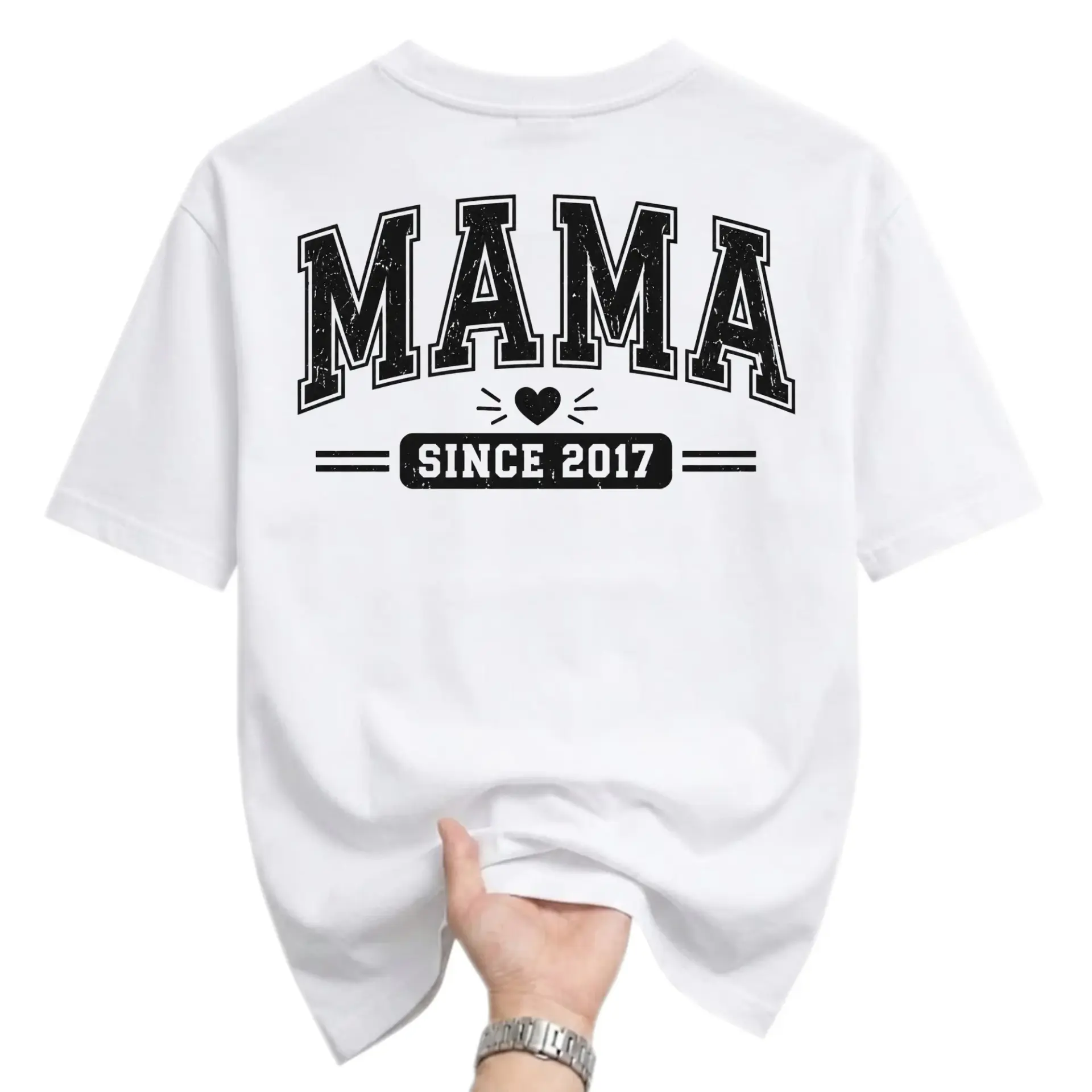 T-shirt Mama Since 2017 Graphic Tee Vintage Style Casual Unisex Crew Neck