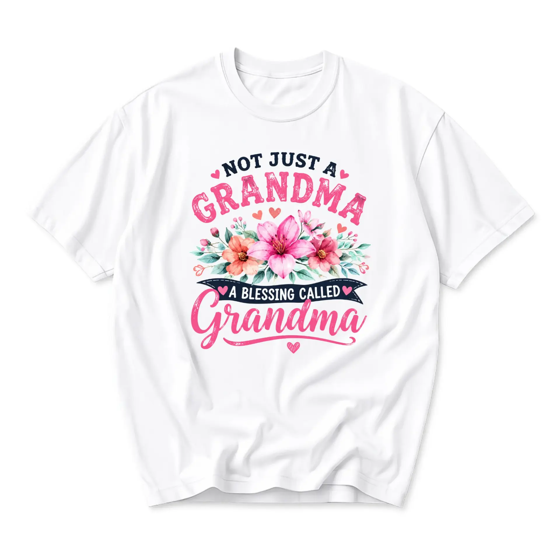 Graphic Tee Not Just a Grandma a Blessing Called Floral Print Casual Unisex Crew Neck Short Sleeve Shirt