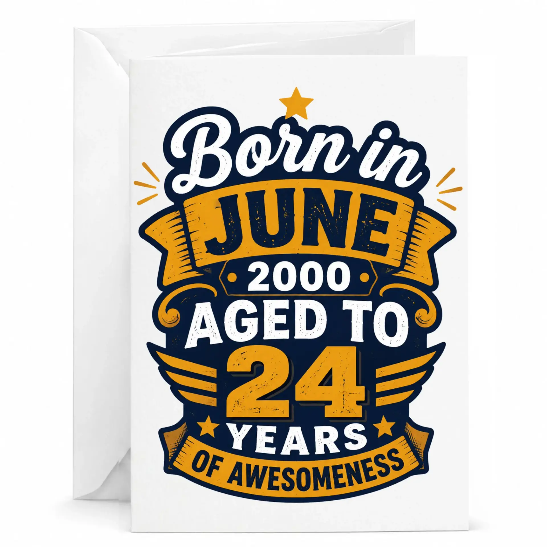 Birthday Card Born in June 2000 Aged to 24 Years of Awesomeness Vintage Style Greeting Card for Milestone Celebration