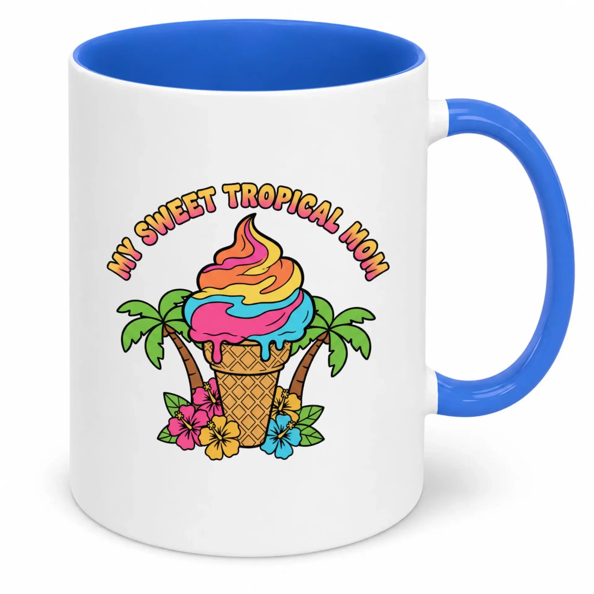 My Tropical Mom Ceramic Coffee Mug with Ice Cream Tree Design Mother's Day Birthday Gift for Mother