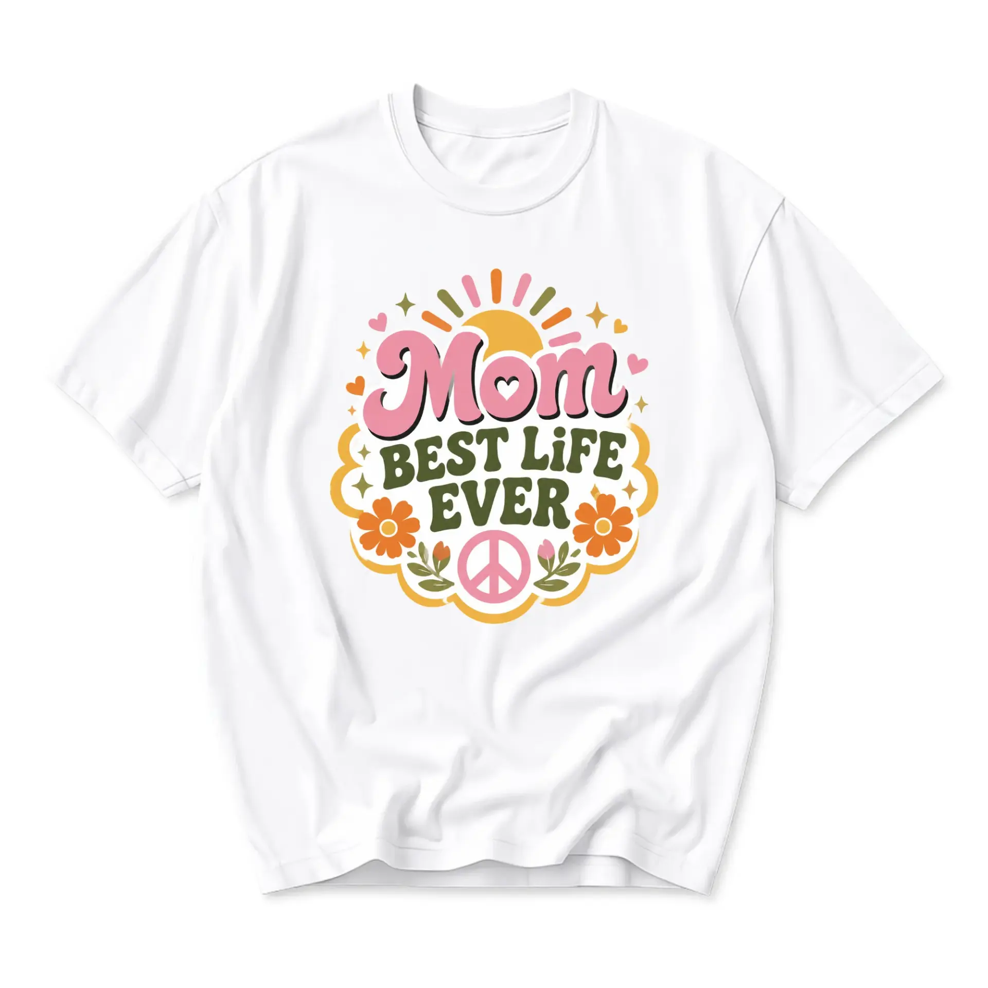 Graphic Tee Mom Best Life Ever Retro Style Unisex Cotton Blend Crew Neck Short Sleeve Casual Everyday Fashion Apparel