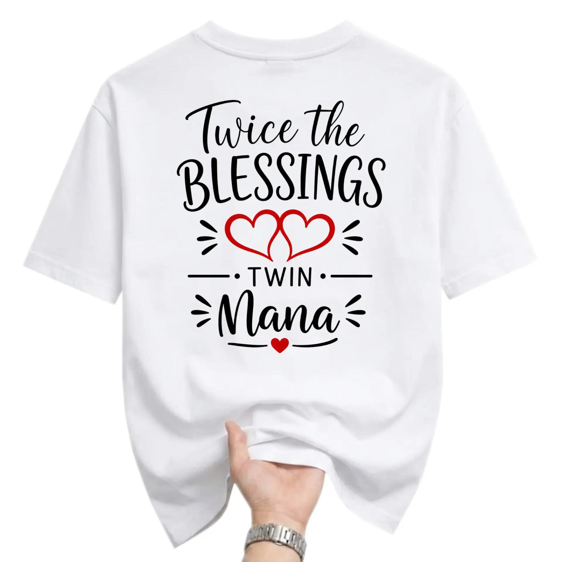 Funny Shirt Twice the Blessings Twin Mama Graphic Tee Unisex Casual Crew Neck Soft Cotton Blend Everyday Outfit Top